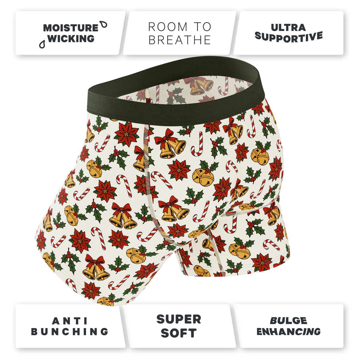 The Jingle All The Way | Christmas Bells Ball Hammock® Pouch Underwear With Fly - Shinesty