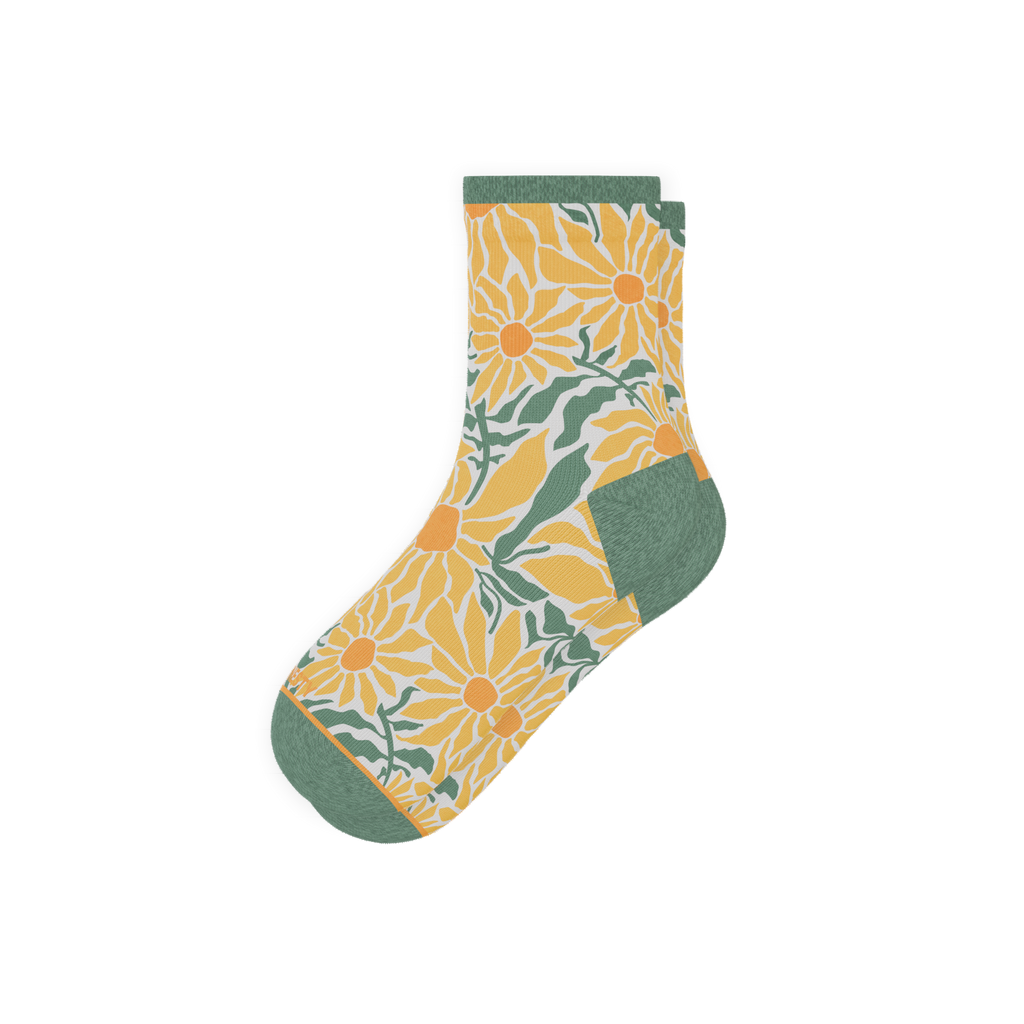 The June Bug | Sunflower Heel Hammock™ Quarter Crew Socks - Shinesty