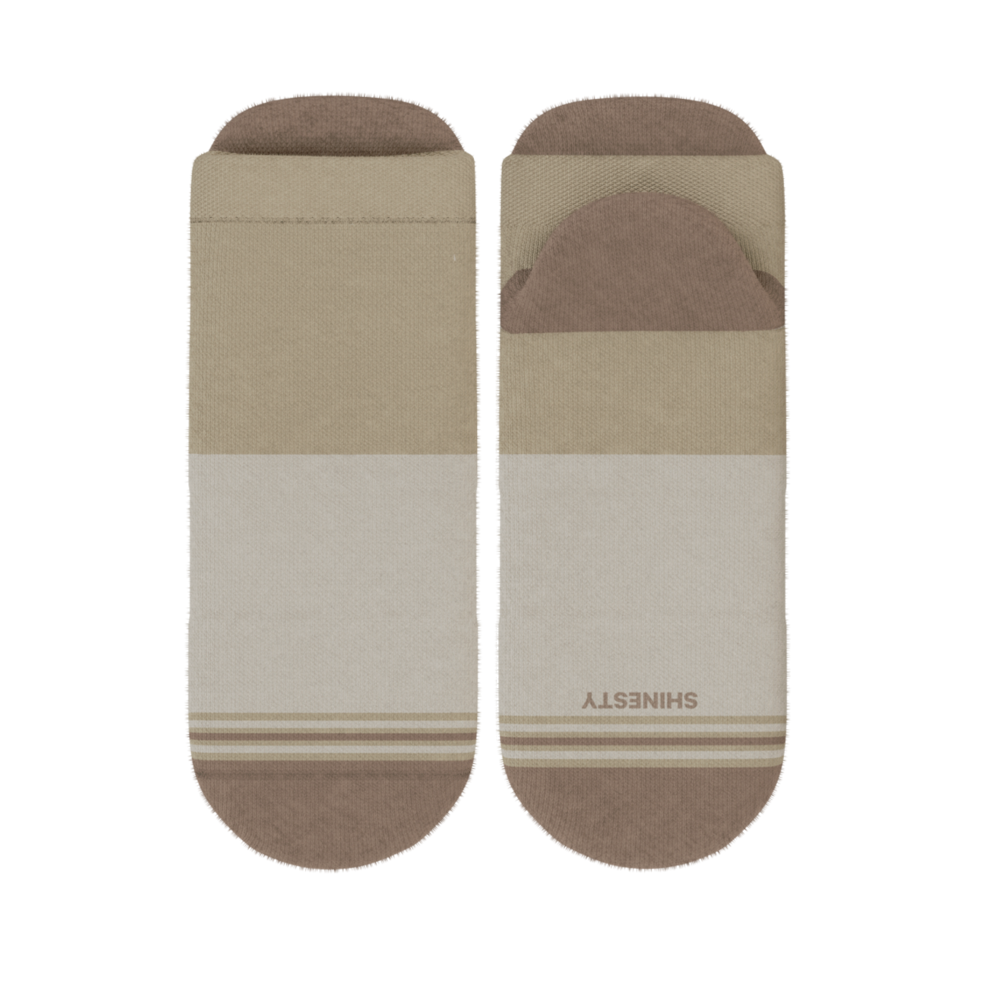 The Khaki | Tan Color Block Heel Hammock™ Ankle Socks - Shinesty