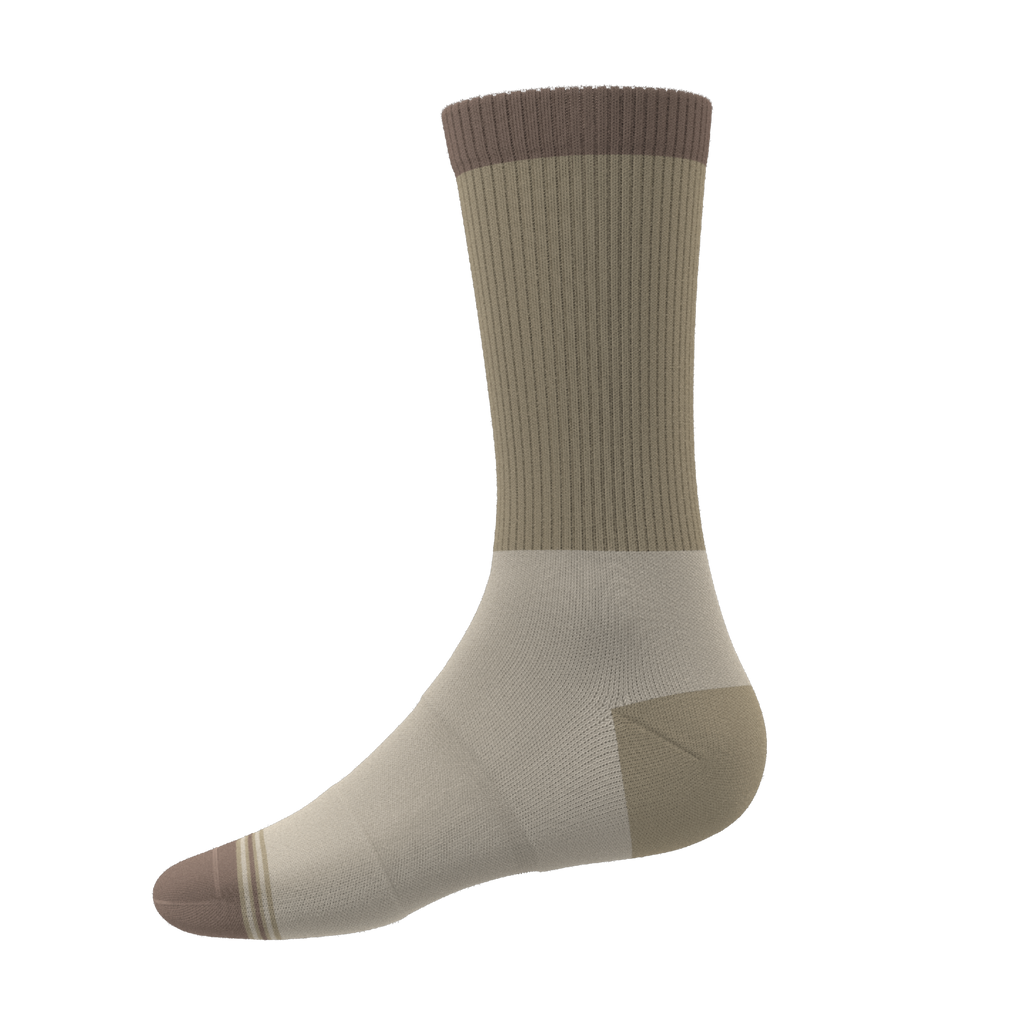 The Khaki | Tan Color Block Heel Hammock™ Crew Socks - Shinesty