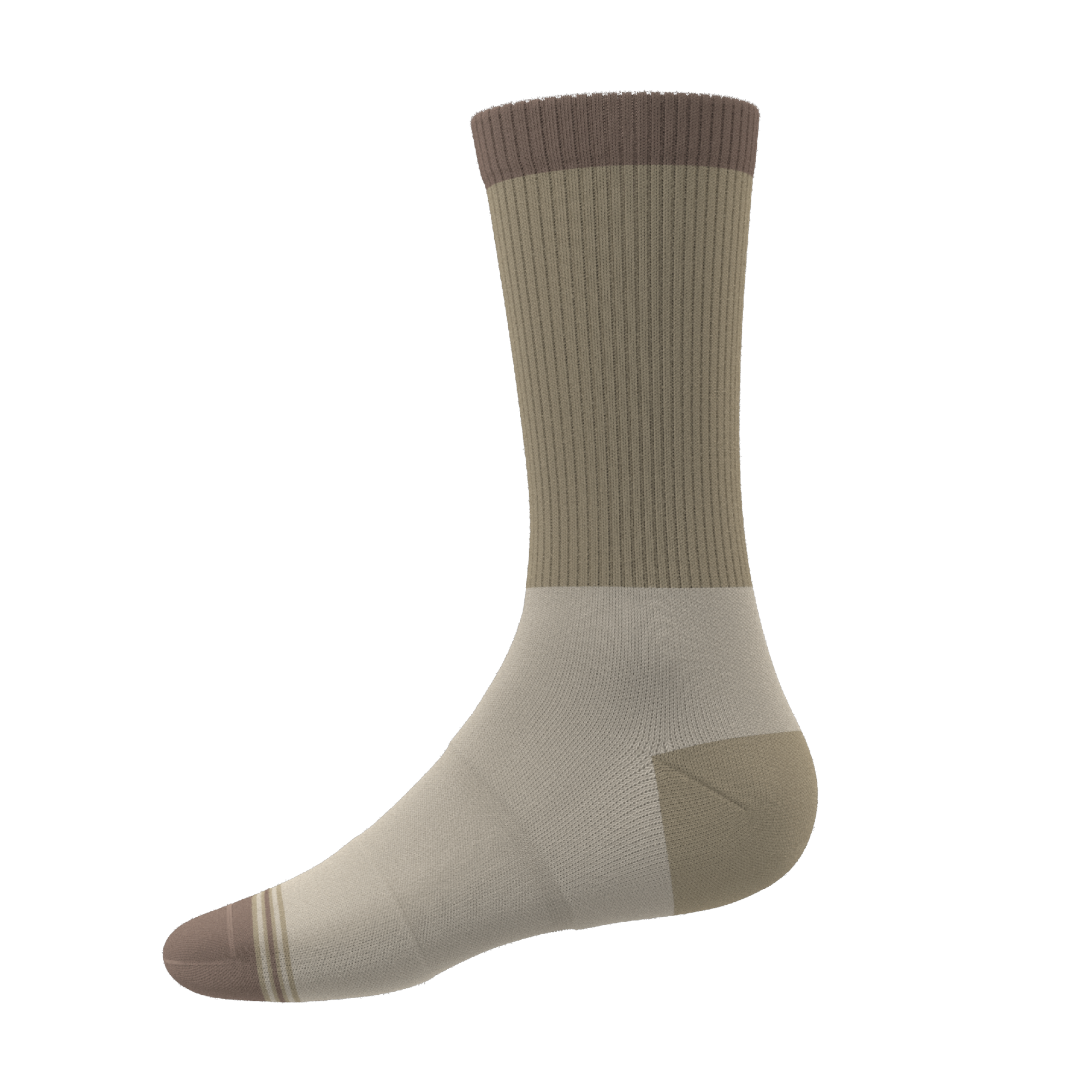The Khaki | Tan Color Block Heel Hammock™ Crew Socks - Shinesty