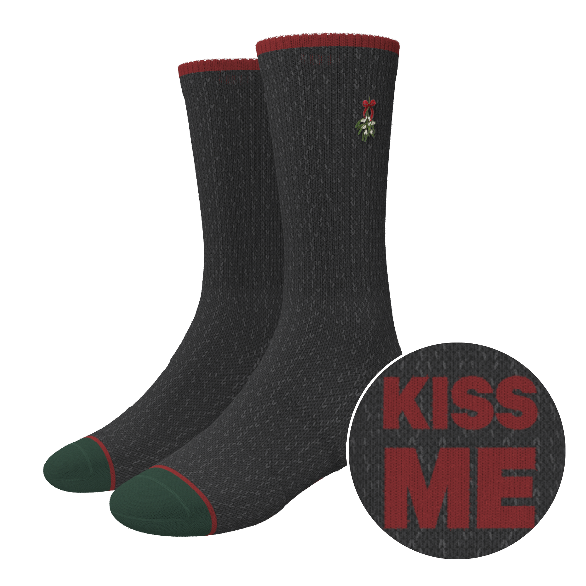 The Kiss Me There | Mistletoe Heel Hammock™ Crew Socks - Shinesty