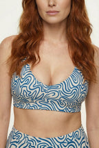 The Rio Grande | Abstract Navy Line Boob Hammock™ Plunge Bralette - Shinesty