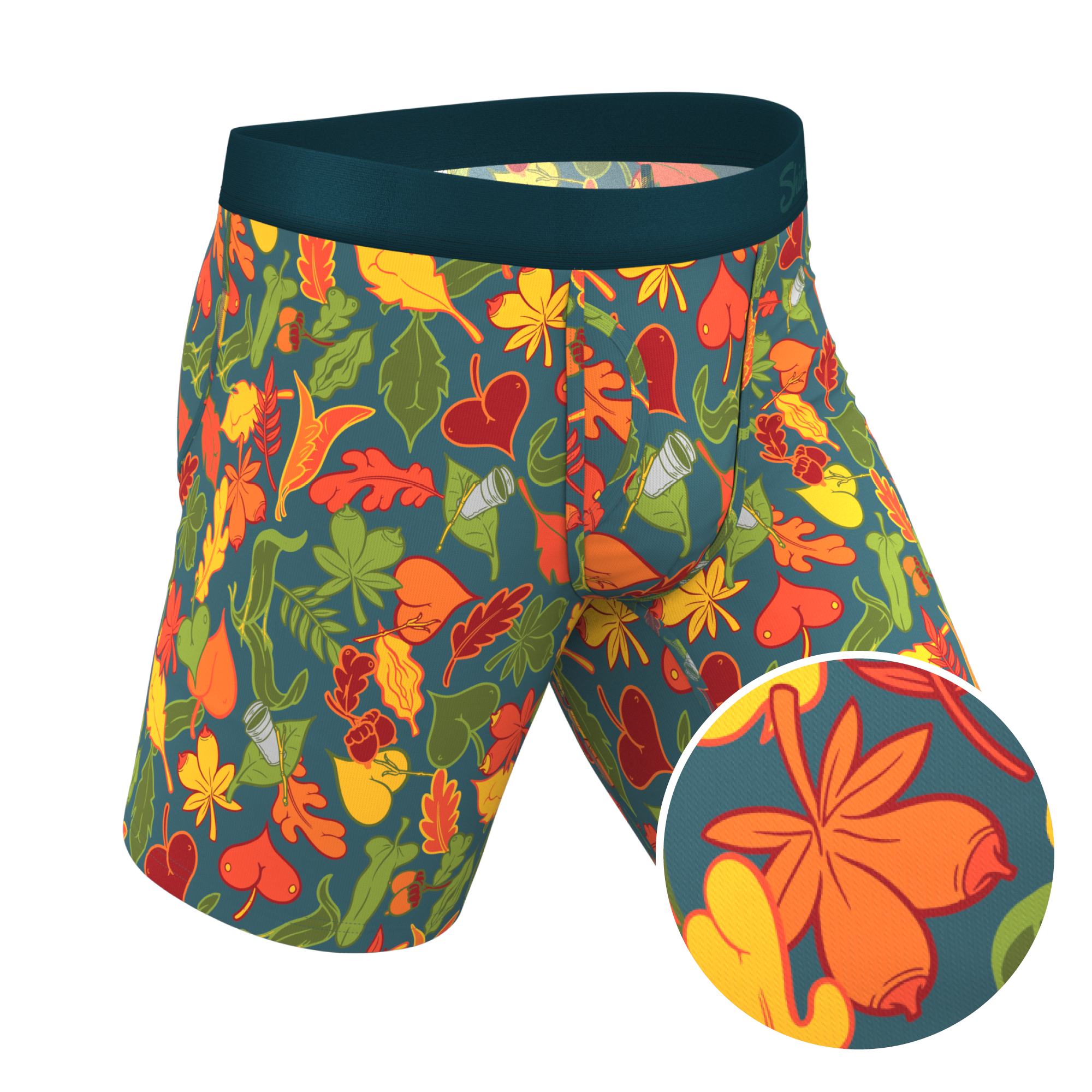 The Leaf Peeps | Naughty Leaves Ball Hammock® Boxer - Long Leg - Shinesty