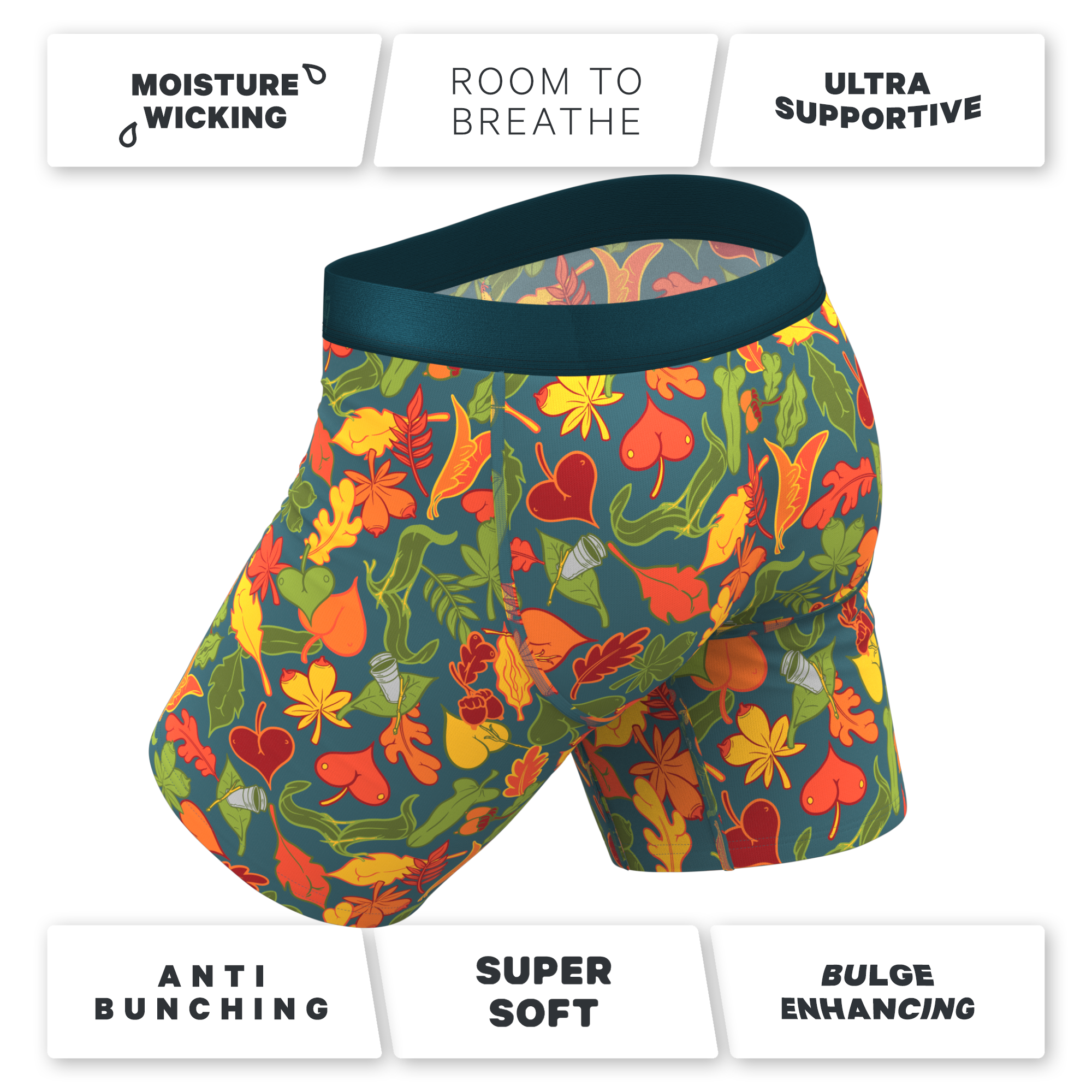 The Leaf Peeps | Naughty Leaves Ball Hammock® Boxer - Long Leg - Shinesty