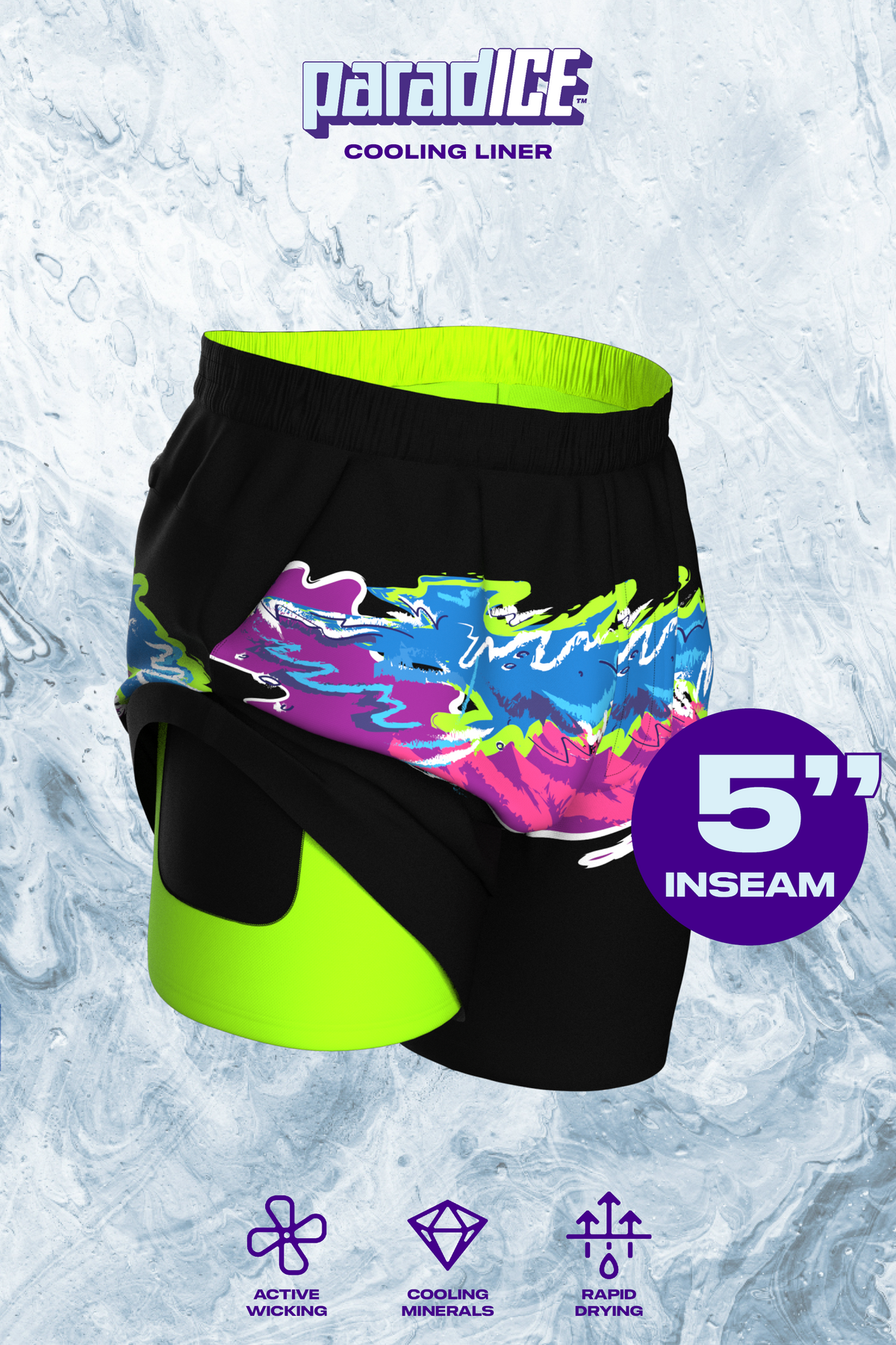 The Leg Day | Black Retro and Neon Ball Hammock® 5 Inch Athletic Shorts - Shinesty