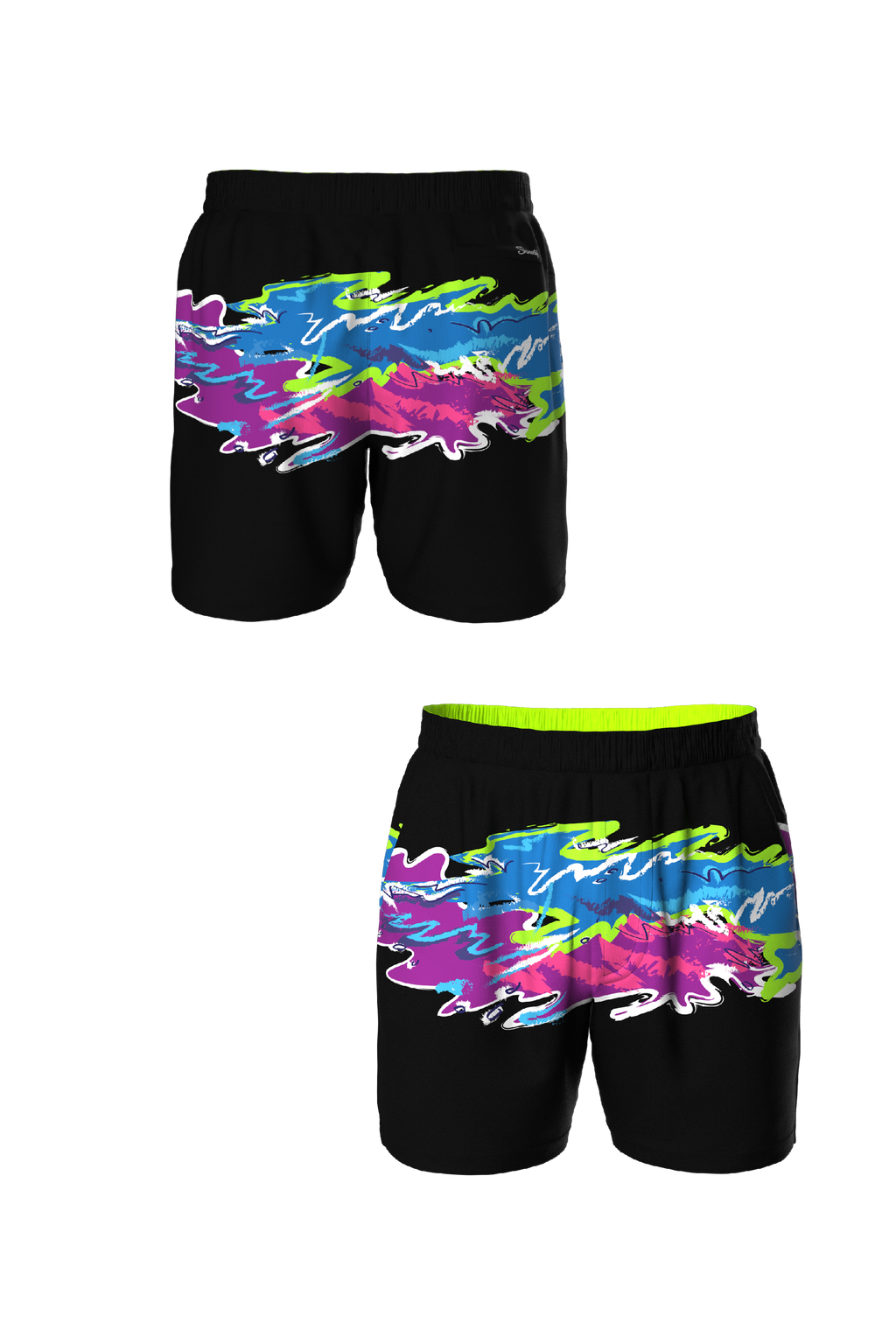 The Leg Day | Black Retro and Neon Ball Hammock® 5 Inch Athletic Shorts - Shinesty