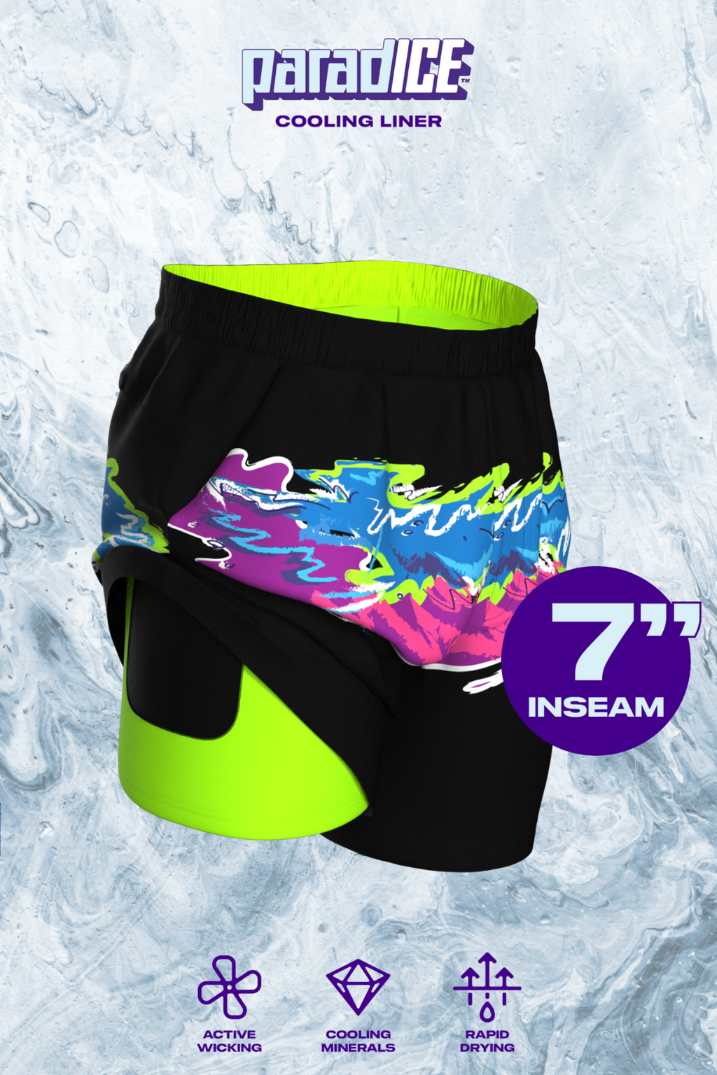 The Leg Day | Black Retro and Neon Ball Hammock® 7 Inch Athletic Shorts - Shinesty