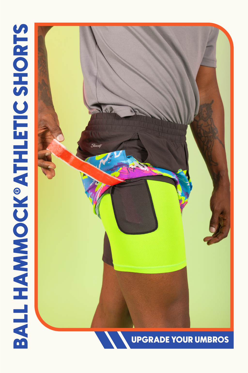 The Leg Day | Black Retro and Neon Ball Hammock® 7 Inch Athletic Shorts - Shinesty