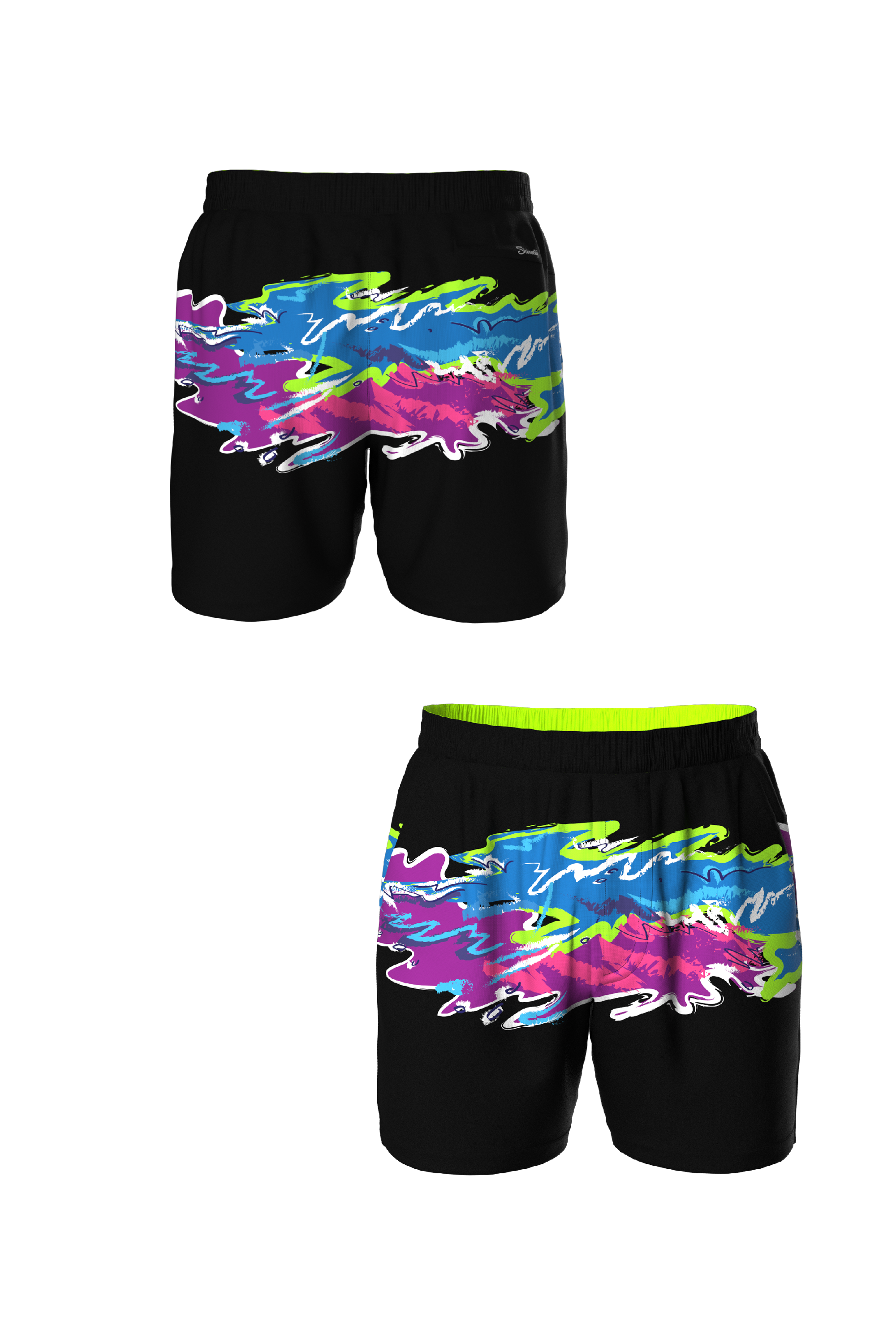 The Leg Day | Black Retro and Neon Ball Hammock® 7 Inch Athletic Shorts - Shinesty