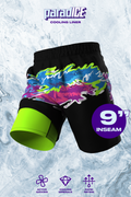 The Leg Day | Black Retro and Neon Ball Hammock® 9 Inch Athletic Shorts - Shinesty