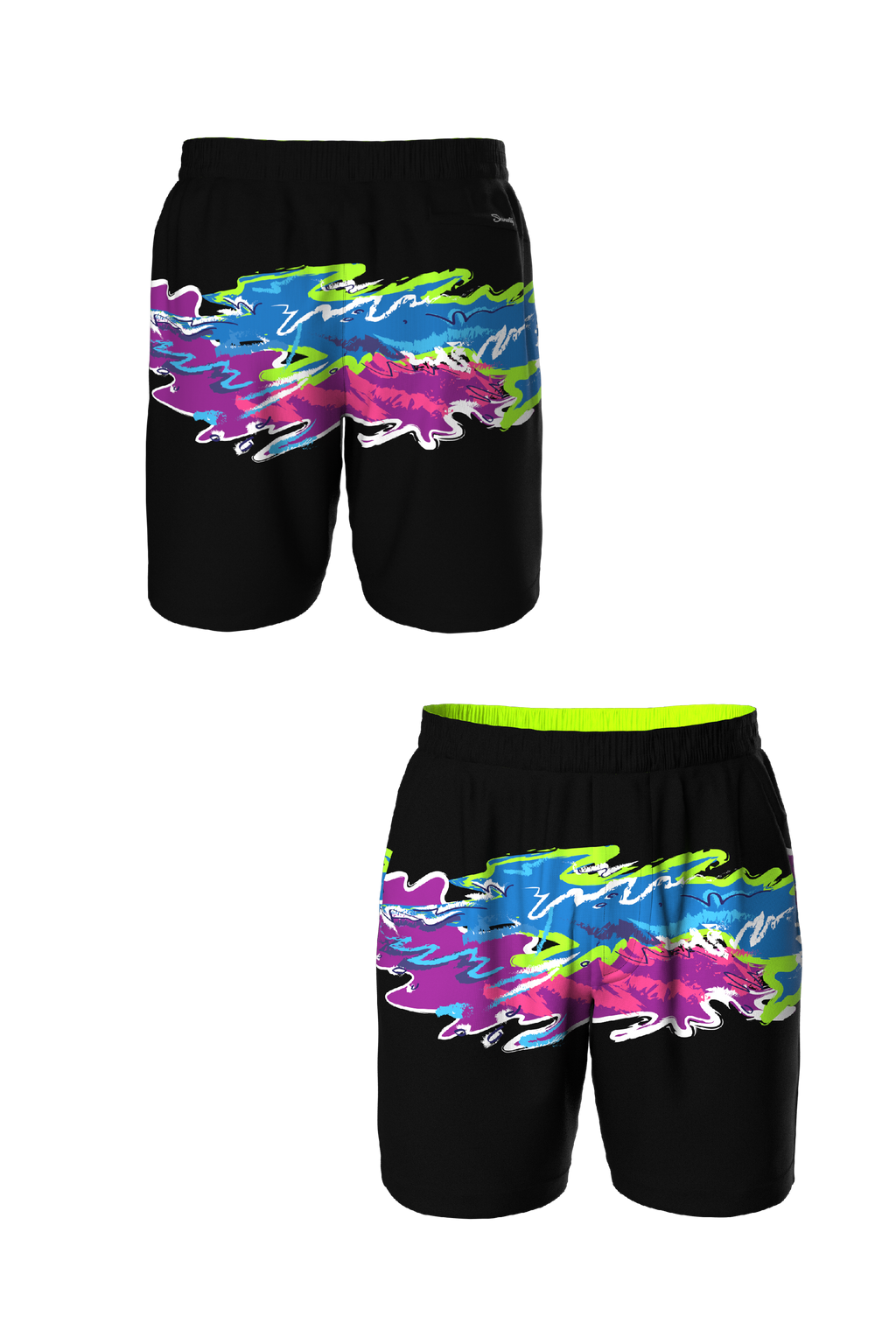 The Leg Day | Black Retro and Neon Ball Hammock® 9 Inch Athletic Shorts - Shinesty
