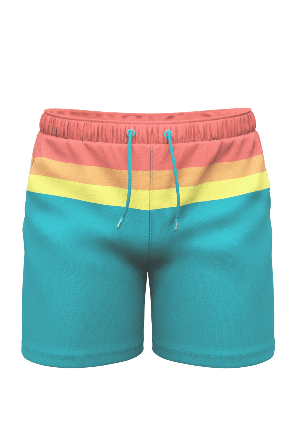 The Lifeguard | Green and Orange Retro Stripe Ball Hammock® Pouch 5" Swim Trunks - Shinesty