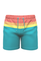 The Lifeguard | Green and Orange Retro Stripe Ball Hammock® Pouch 5" Swim Trunks - Shinesty