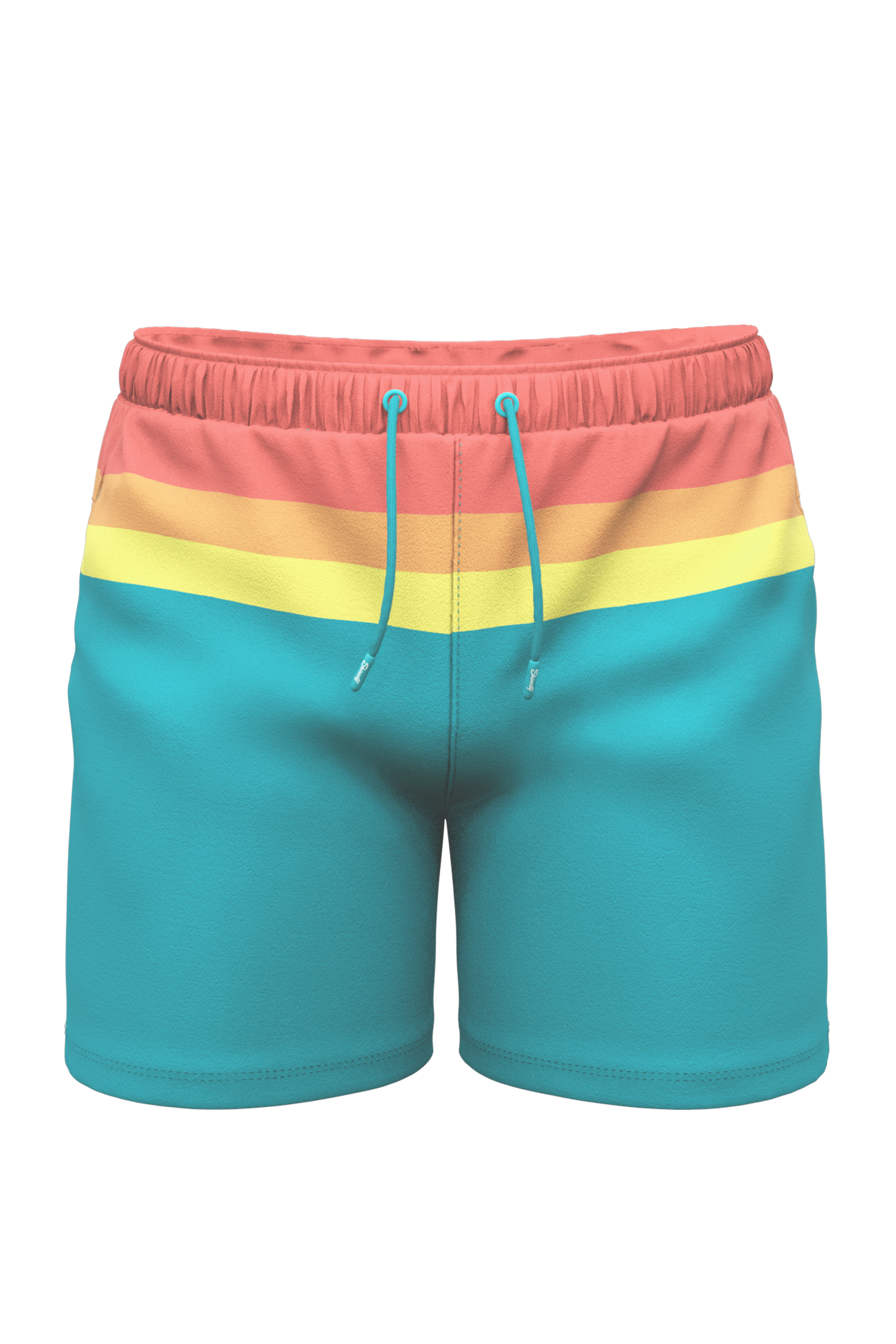 The Lifeguard | Green and Orange Retro Stripe Ball Hammock® Pouch 5" Swim Trunks - Shinesty