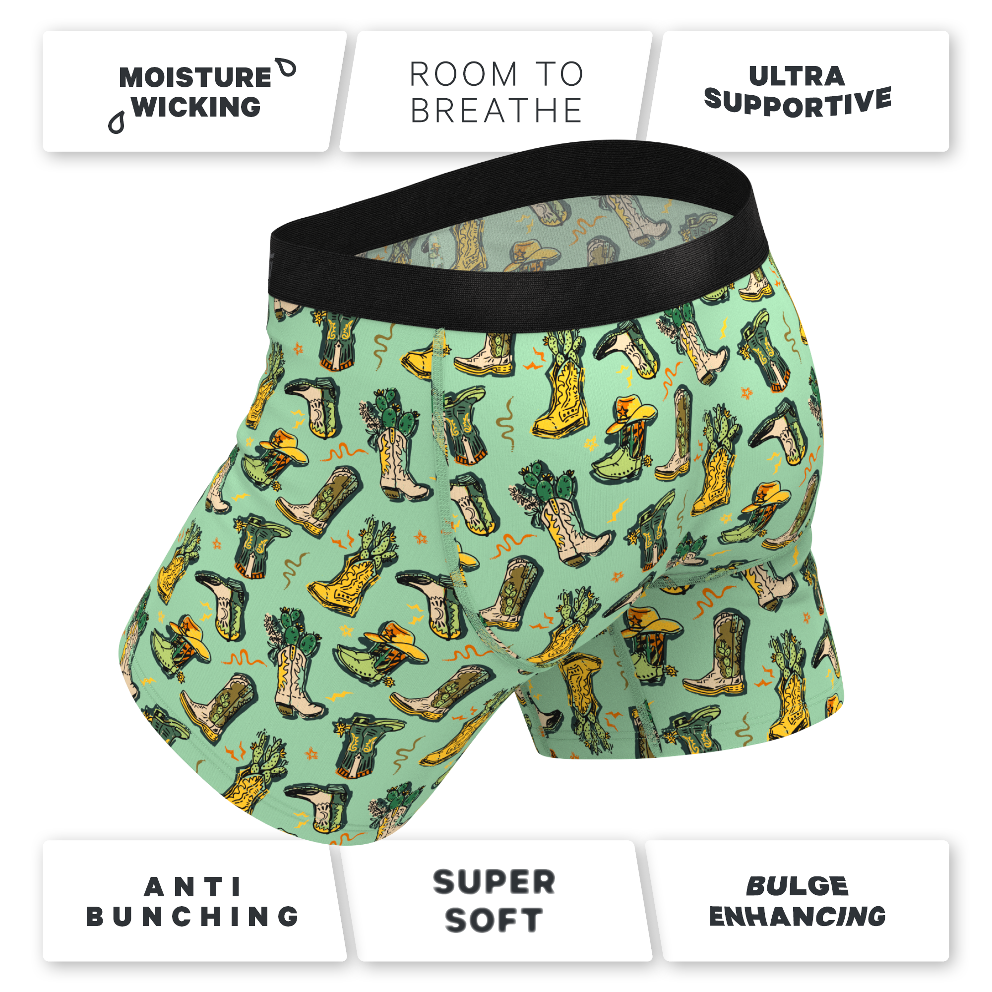 The Line Dance | Cowboy Boots Ball Hammock® Pouch Underwear With Fly - Shinesty