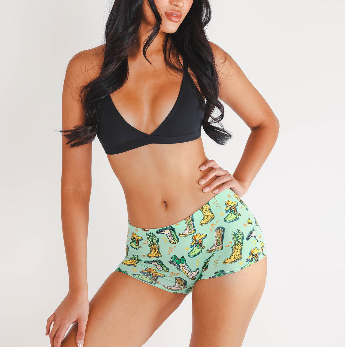 The Line Dance | Cowboy Boots Modal Boyshort Underwear - Shinesty