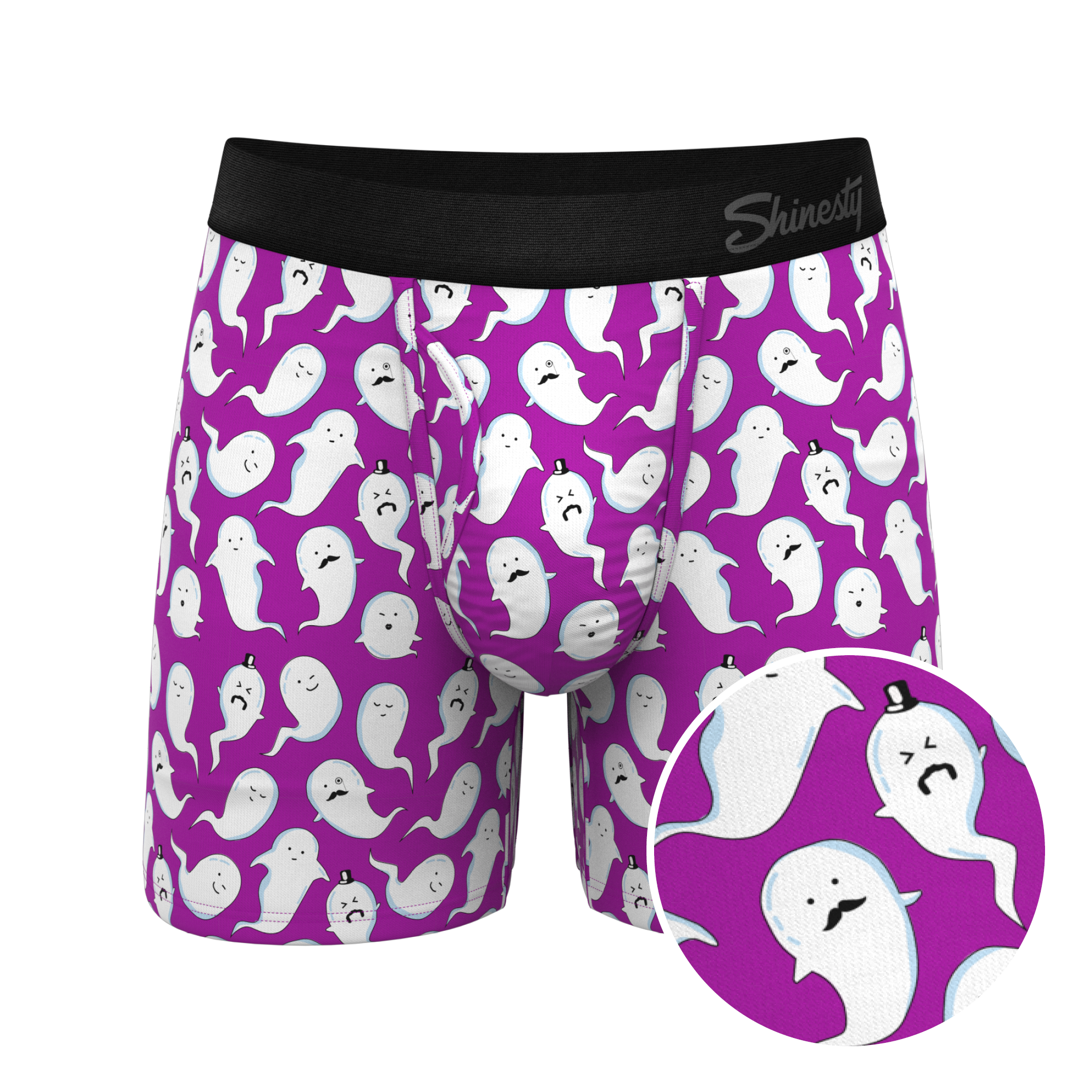 The Little Swimmers | Ghost Print Ball Hammock® Pouch Underwear With Fly - Shinesty