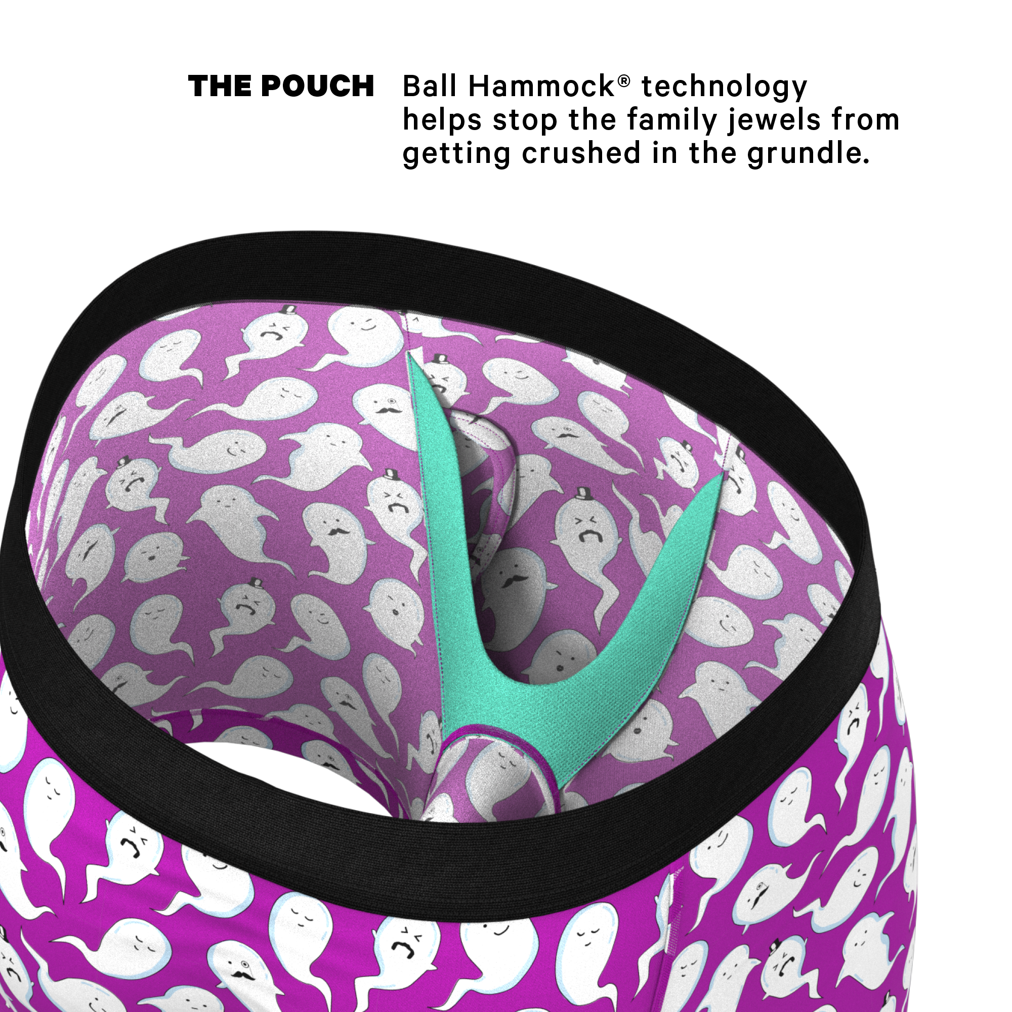 The Little Swimmers | Ghost Print Ball Hammock® Pouch Underwear With Fly - Shinesty