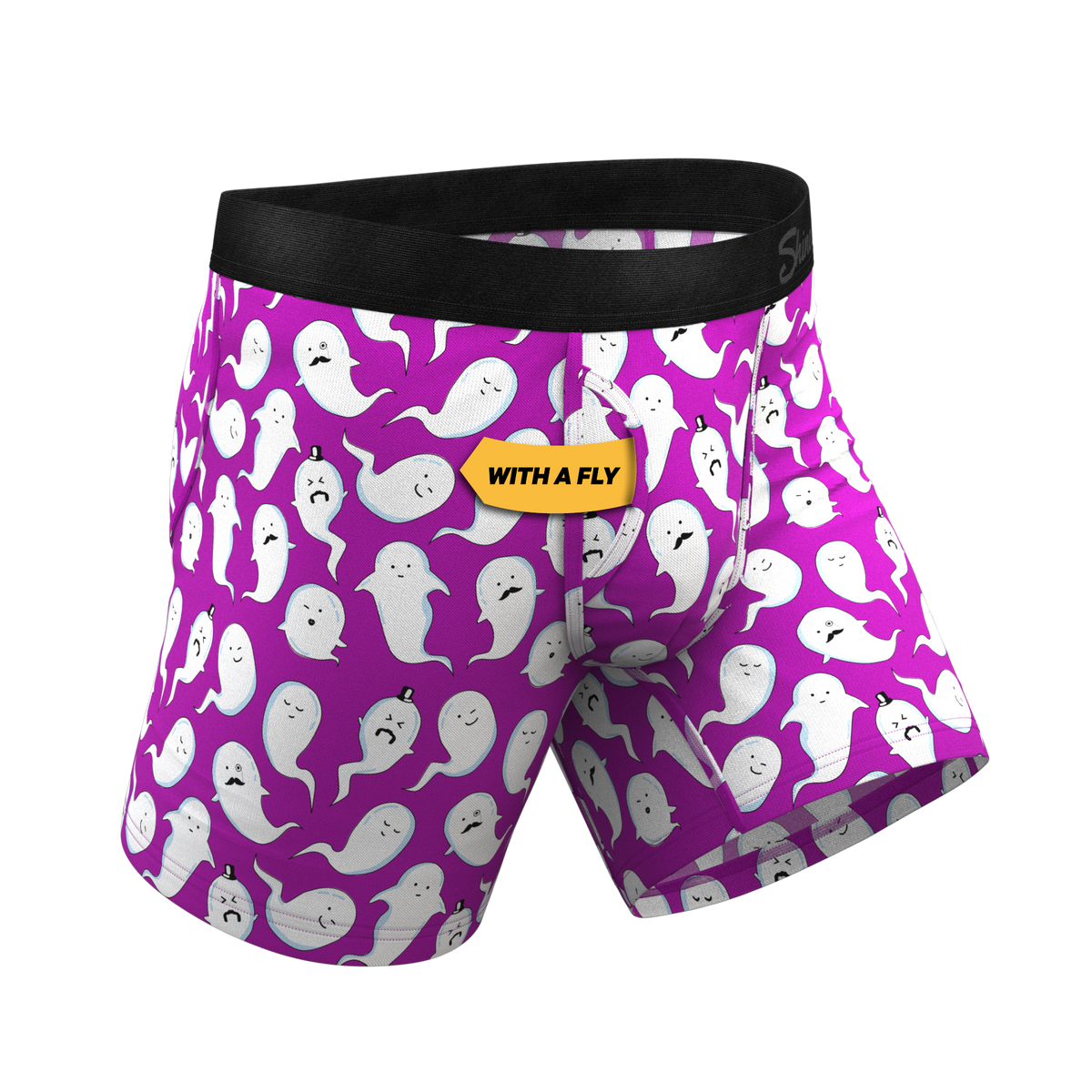 The Little Swimmers | Ghost Print Ball Hammock® Pouch Underwear With Fly - Shinesty