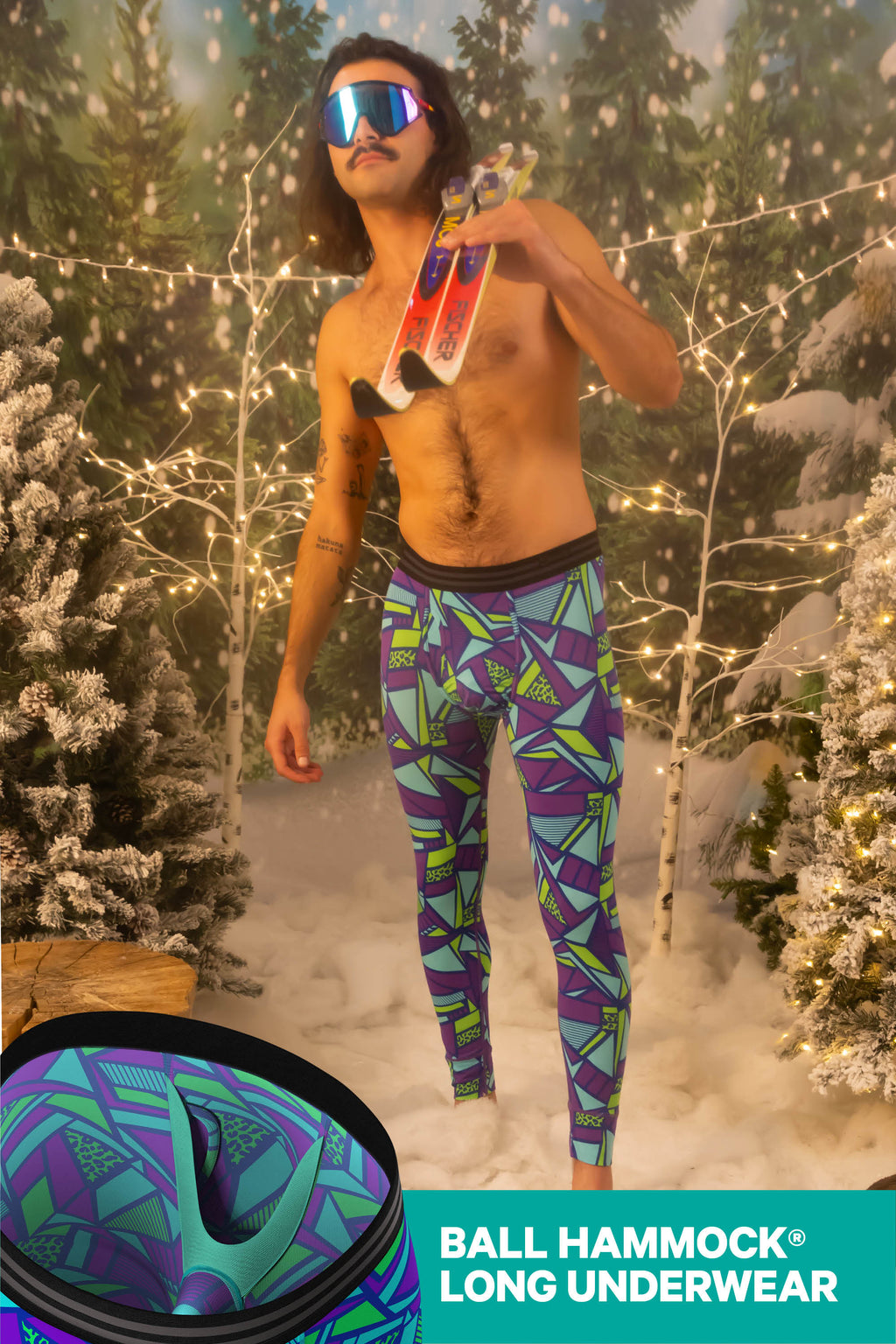 The Le Tootski | Neon Rave Ball Hammock® Long Johns - Shinesty