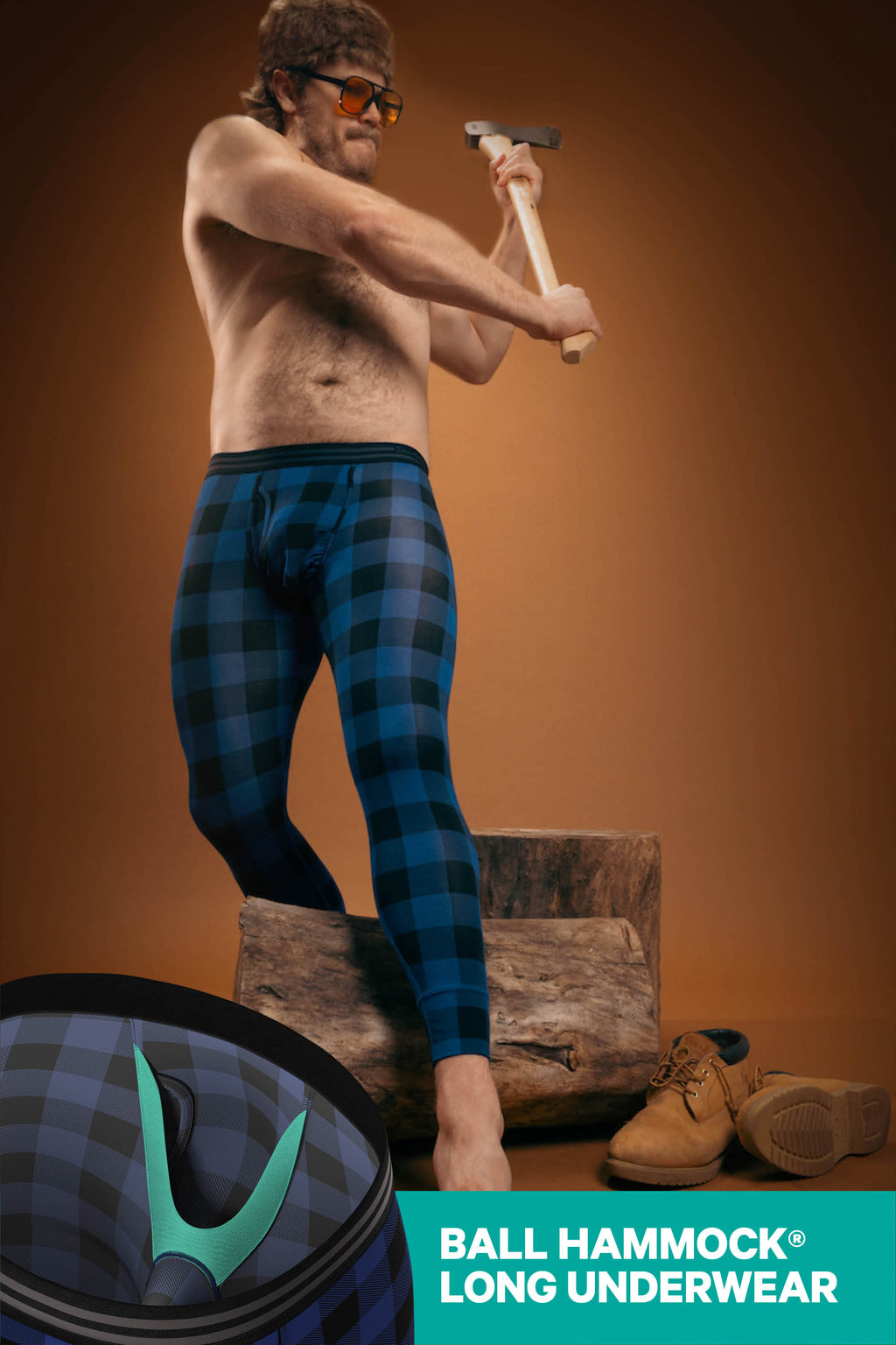 The Precious Plums | Blue Plaid Ball Hammock® Long Johns - Shinesty