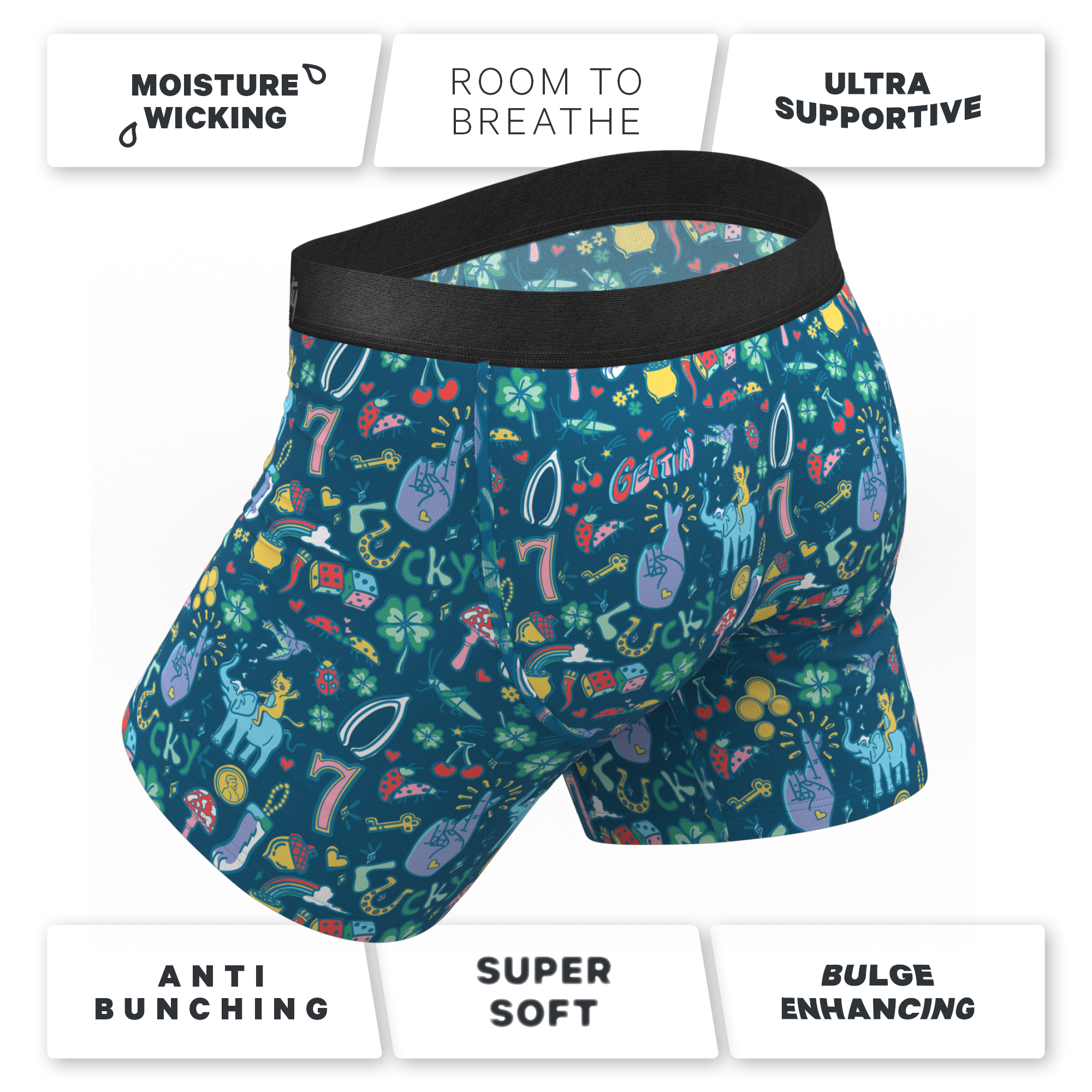 The Lucky Duck | Lucky Symbols Ball Hammock® Pouch Underwear With Fly - Shinesty