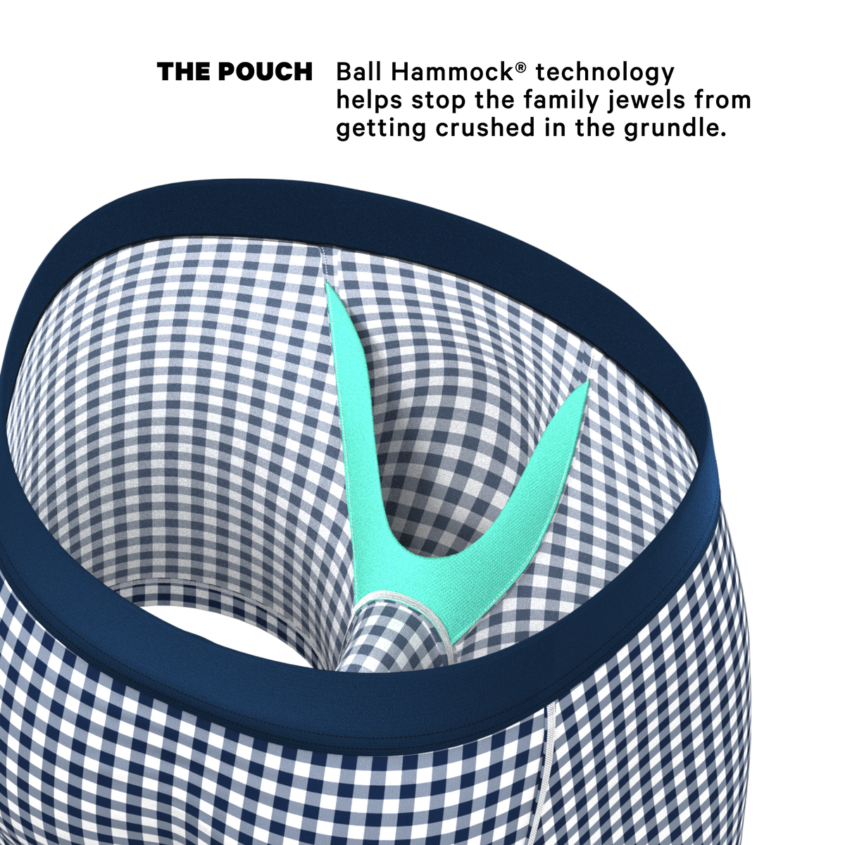 The Mad For Plaid | Navy Gingham Ball Hammock® Pouch Underwear - Shinesty
