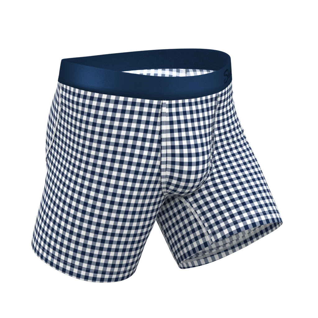 The Mad For Plaid | Navy Gingham Ball Hammock® Pouch Underwear - Shinesty