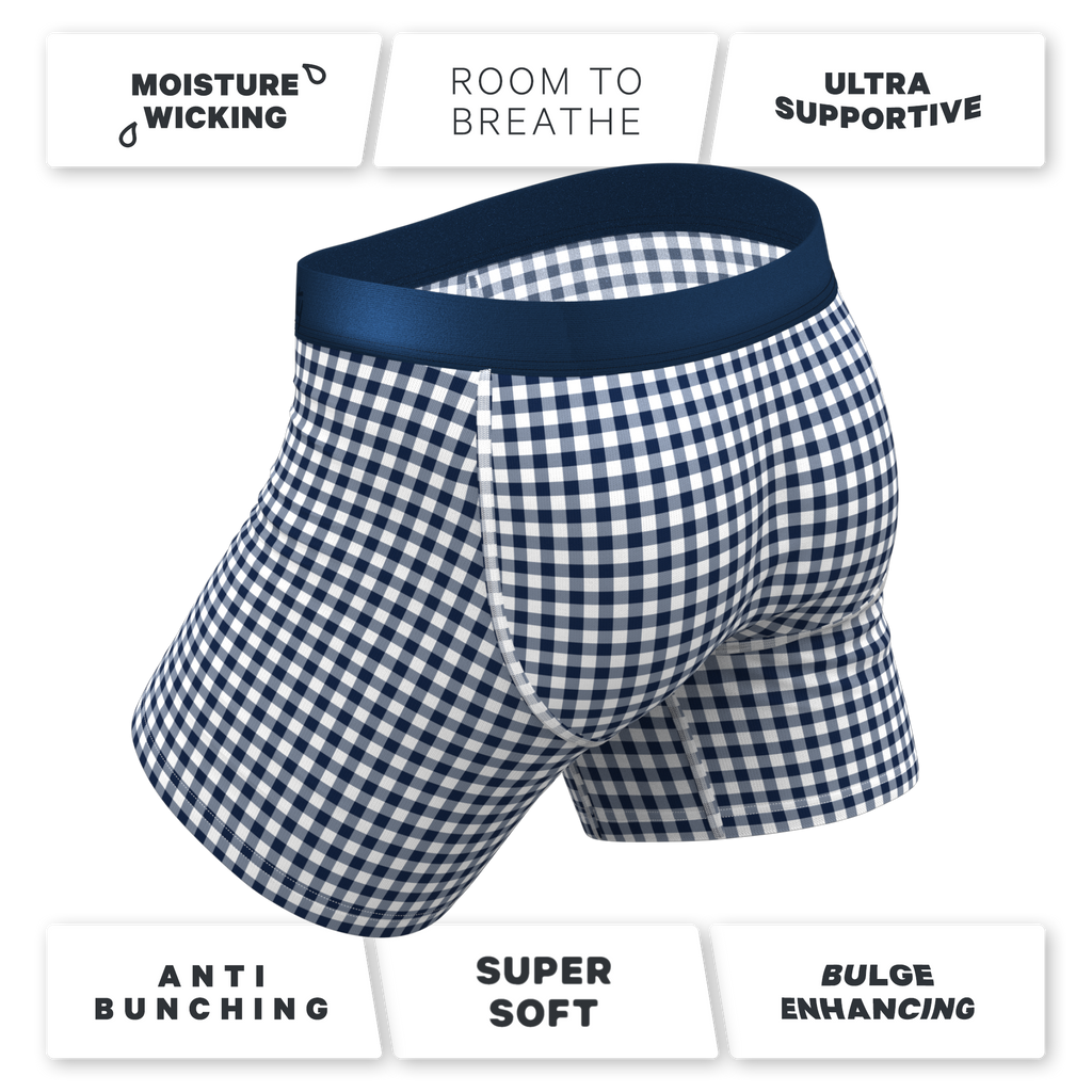 The Mad For Plaid | Navy Gingham Ball Hammock® Pouch Underwear - Shinesty
