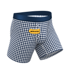 The Mad For Plaid | Navy Gingham Ball Hammock® Pouch Underwear With Fly - Shinesty