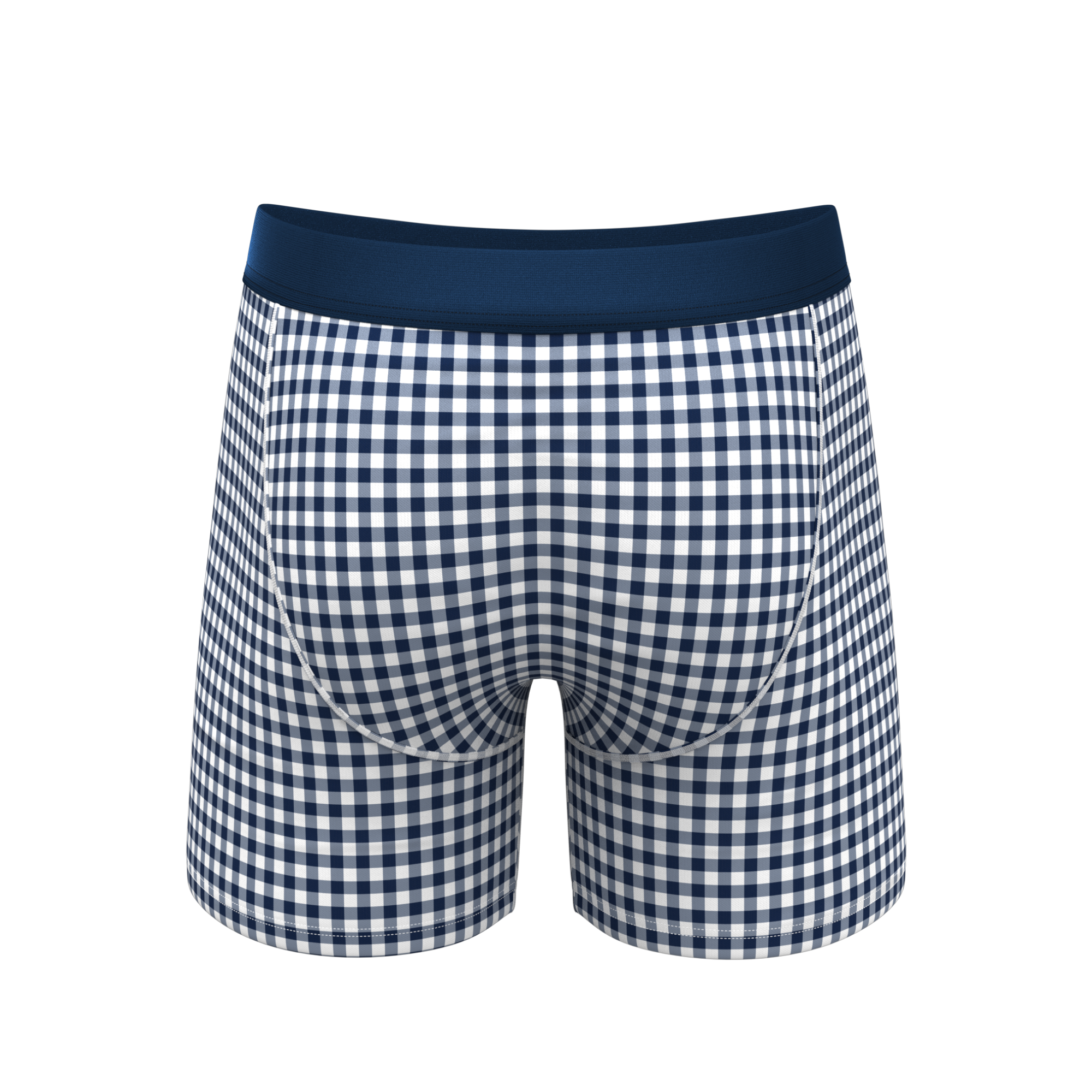 The Mad For Plaid | Navy Gingham Ball Hammock® Pouch Underwear With Fly - Shinesty