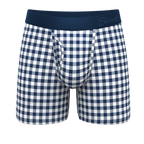 The Mad For Plaid | Navy Gingham Ball Hammock® Pouch Underwear With Fly - Shinesty