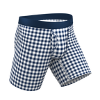The Mad For Plaid | Navy Gingham Ball Hammock® Boxer - Long Leg - Shinesty