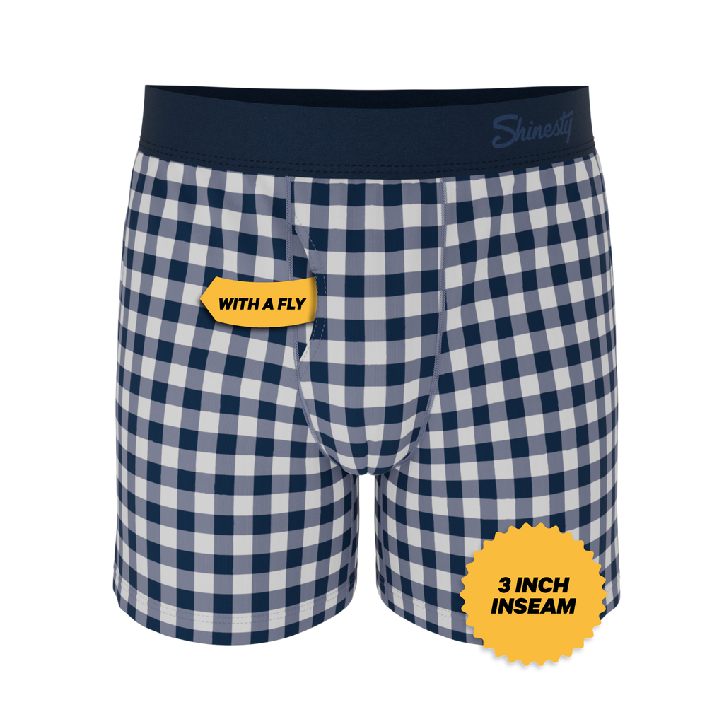 The Mad for Plaid | Navy Gingham Boxers - Shinesty