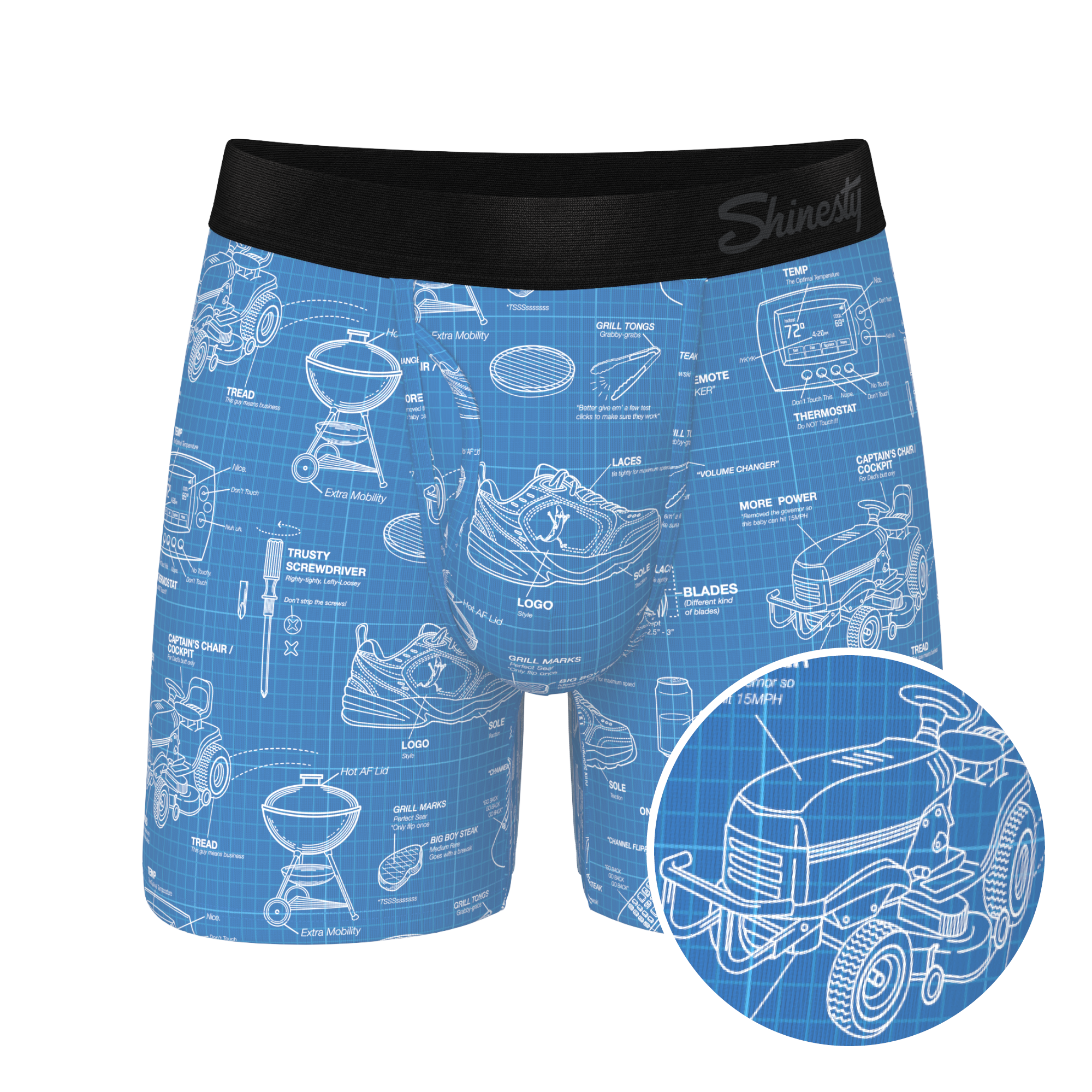 The Man With A Plan | Blueprint Ball Hammock® Pouch Underwear With Fly - Shinesty