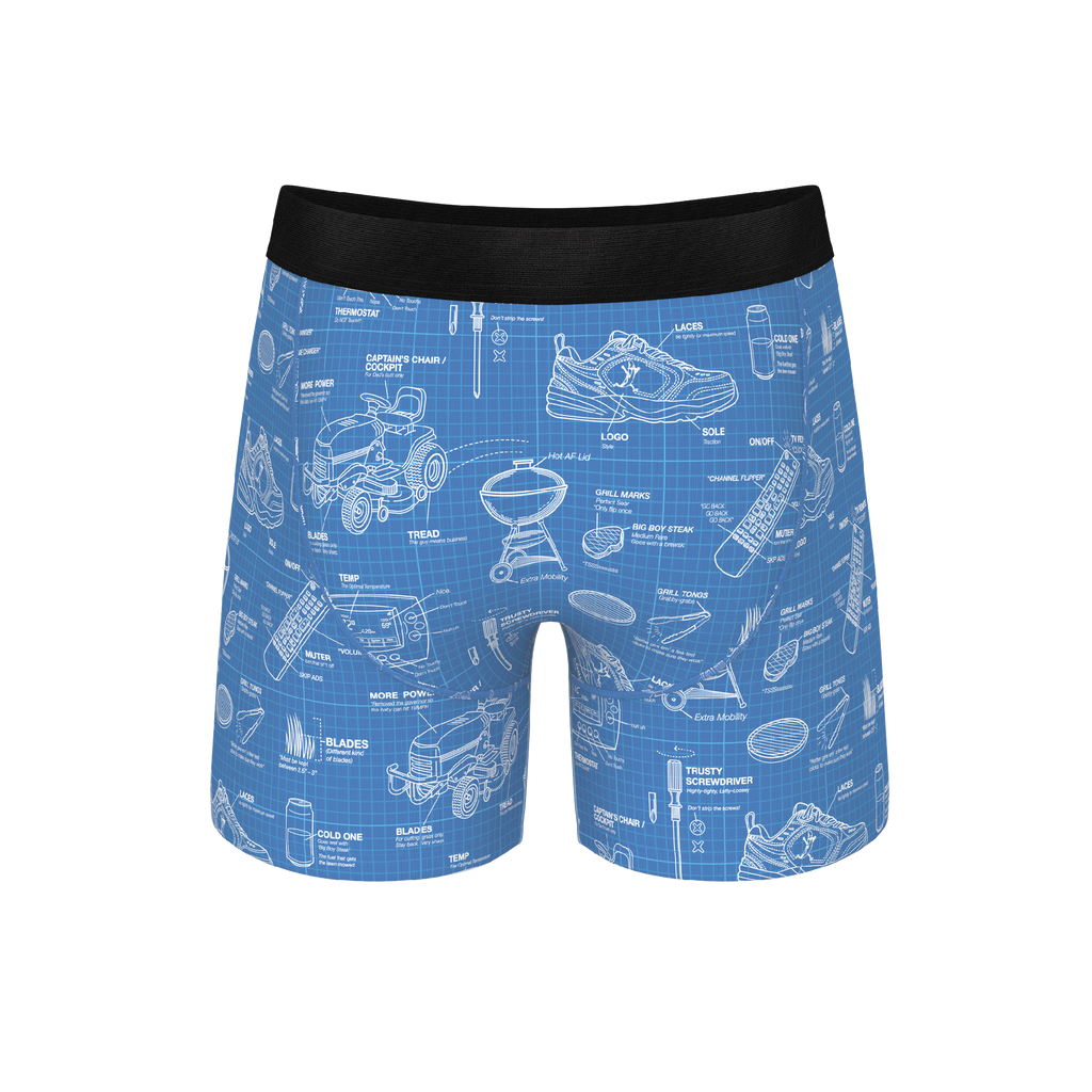The Man With A Plan | Blueprint Ball Hammock® Pouch Underwear With Fly - Shinesty