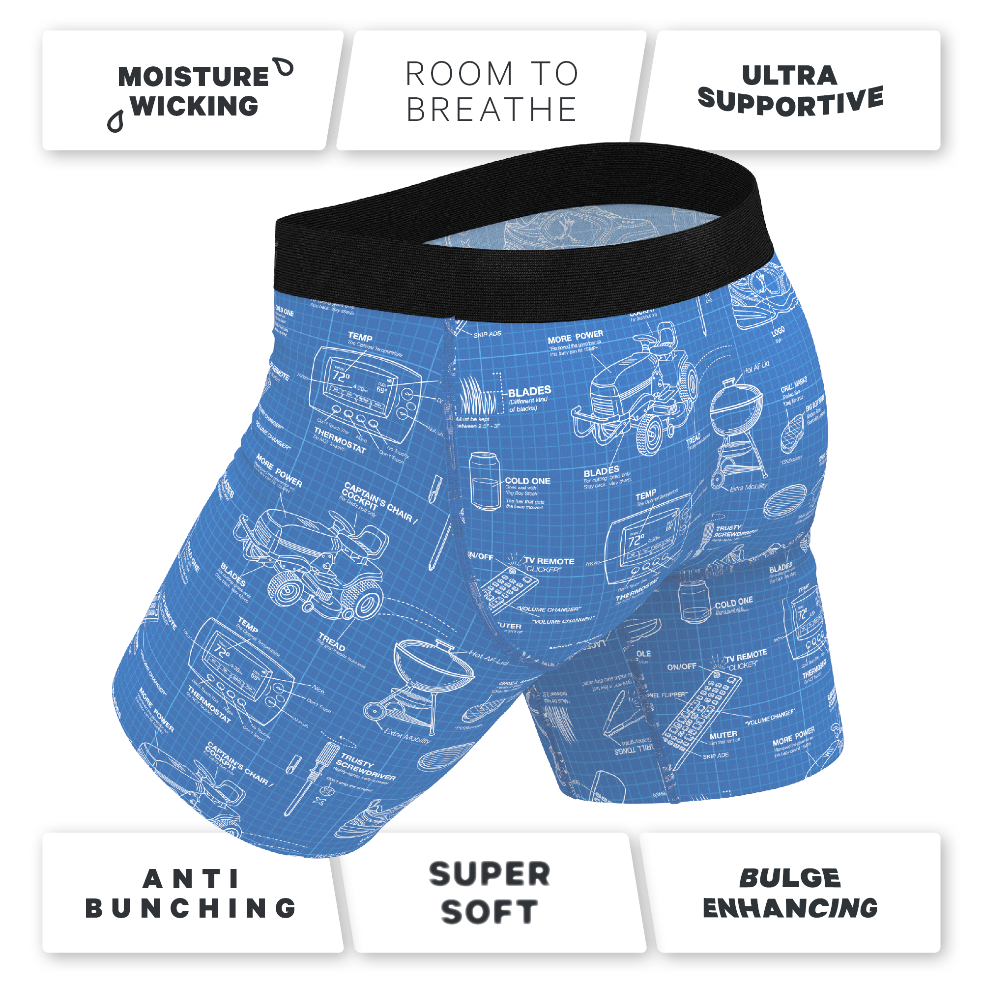 The Man With A Plan | Blueprint Ball Hammock® Boxer - Long Leg - Shinesty