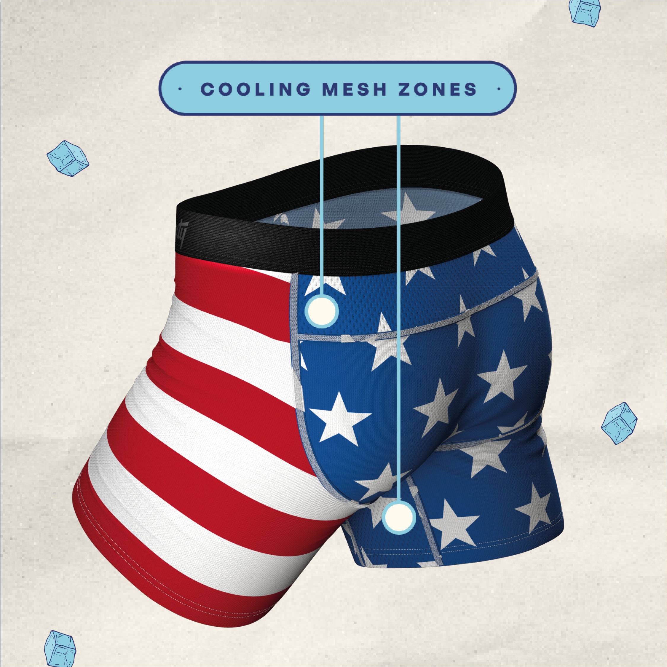 The Mascot | American Flag paradICE™ Cooling Ball Hammock® Underwear With Fly - Shinesty