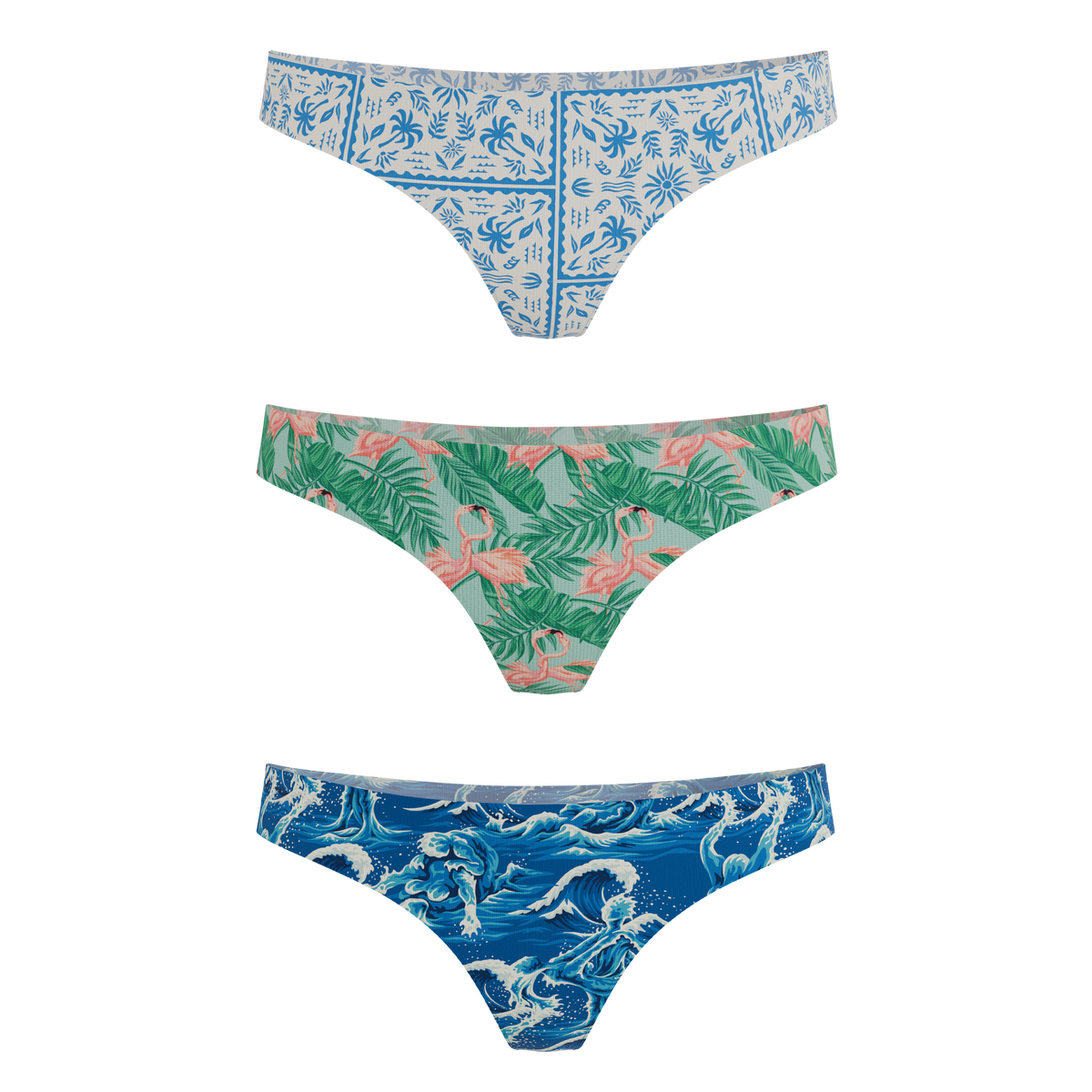 The Mediterranean Mischief | Women's Thong Underwear 3 Pack - Shinesty
