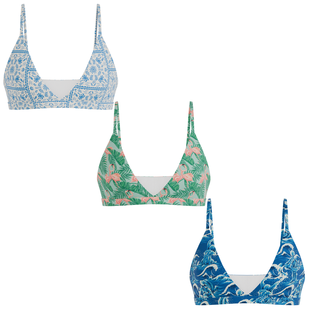 The Mediterranean Mischief | Boob Hammock™ Triangle Bralette 3 Pack - Shinesty