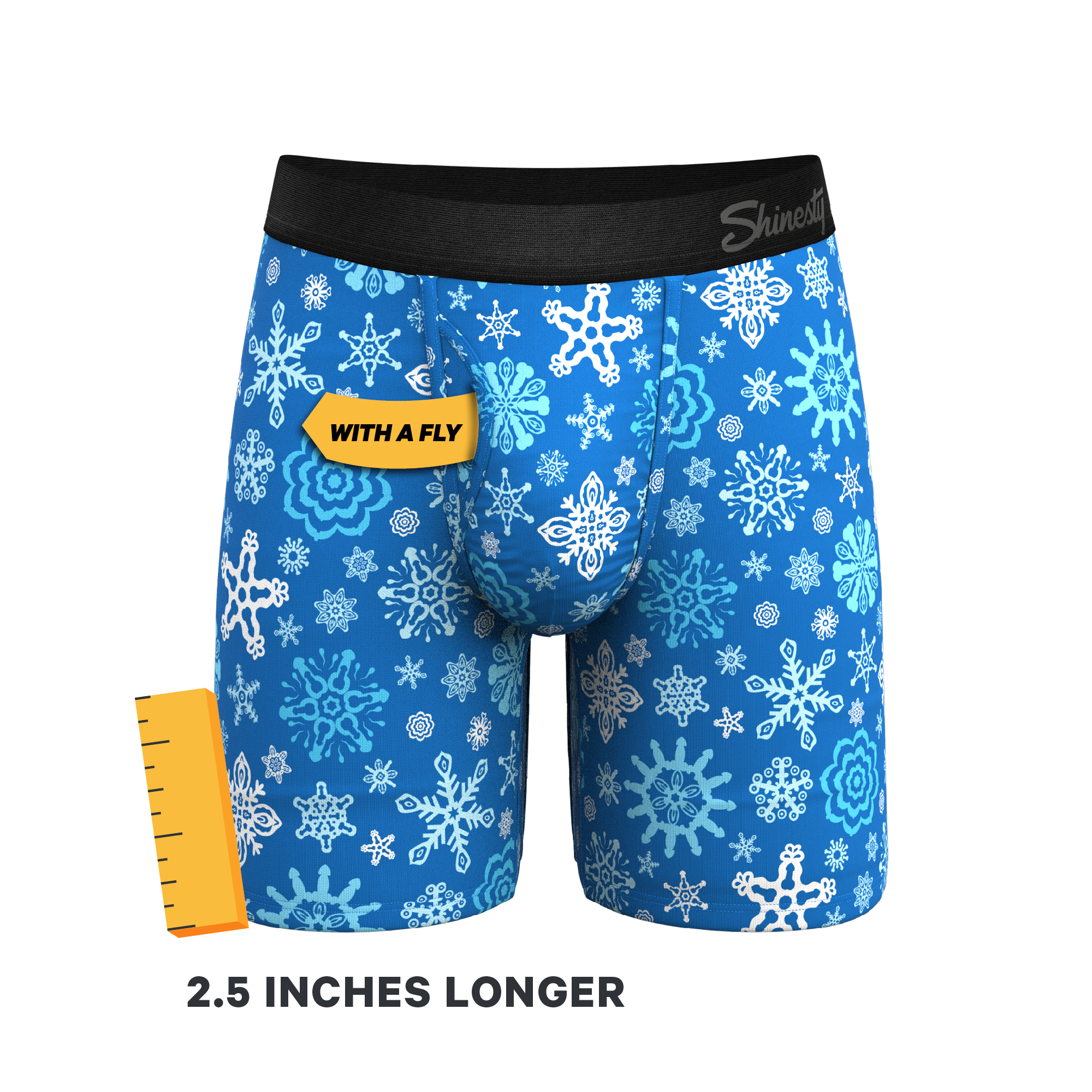 The Melt In Your Mouth | Glow In The Dark Naughty Snowflakes Ball Hammock® Boxer - Long Leg - Shinesty