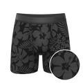 The Midnight Flora | Black Tonal Tropical Ball Hammock® Pouch Underwear - Shinesty
