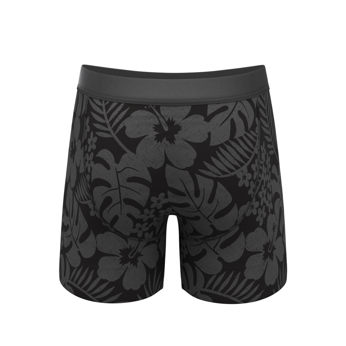 The Midnight Flora | Black Tonal Tropical Ball Hammock® Pouch Underwear - Shinesty
