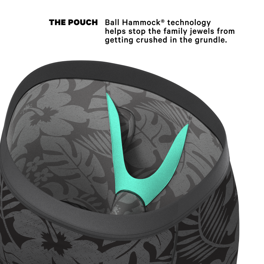 The Midnight Flora | Black Tonal Tropical Ball Hammock® Boxer - Long Leg - Shinesty