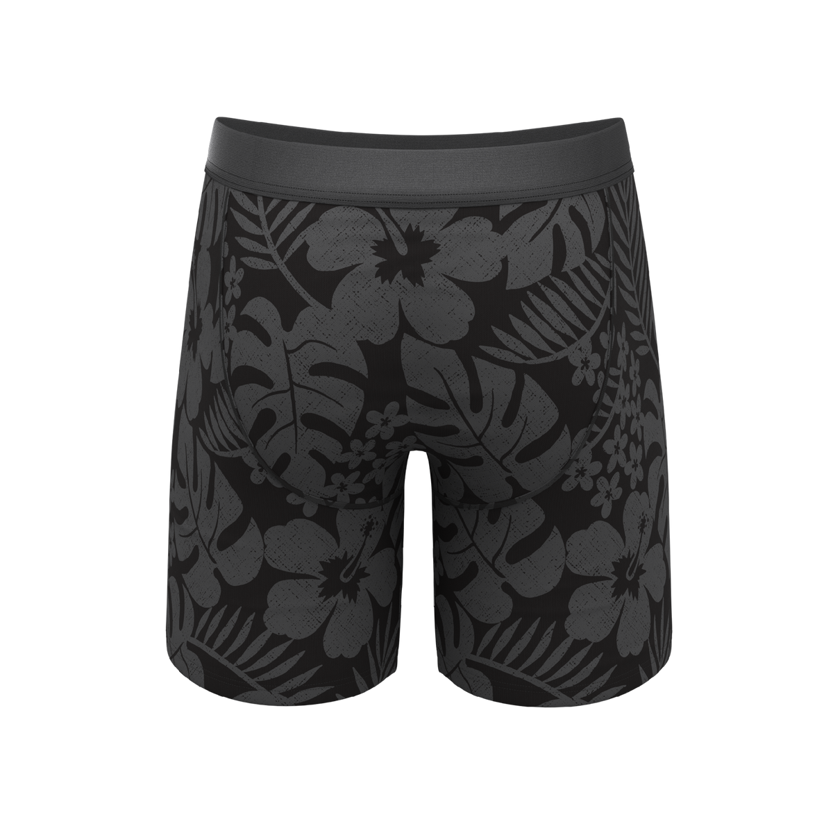 The Midnight Flora | Black Tonal Tropical Ball Hammock® Boxer - Long Leg - Shinesty