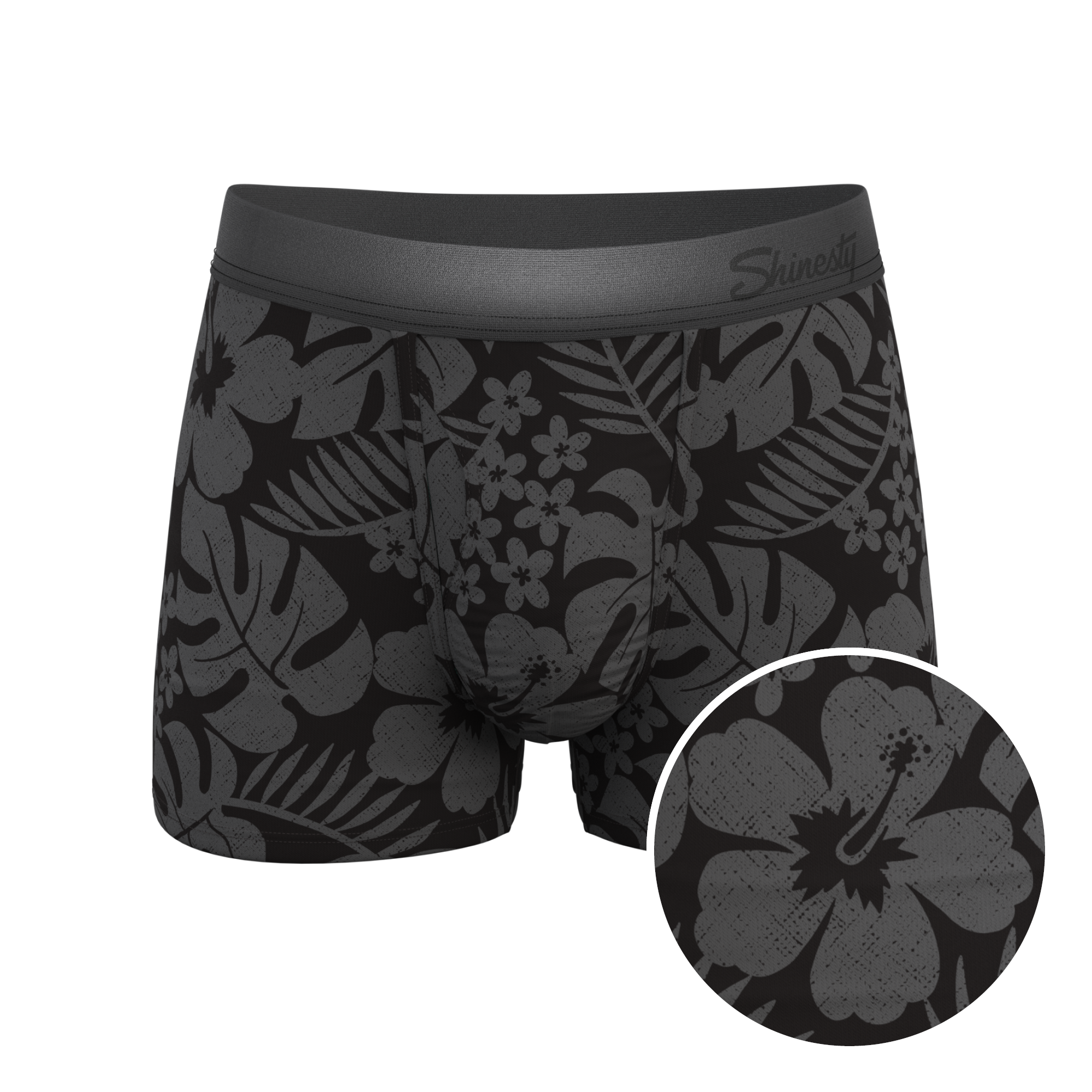 The Midnight Flora | Black Tonal Tropical Ball Hammock® Pouch Trunks Underwear - Shinesty