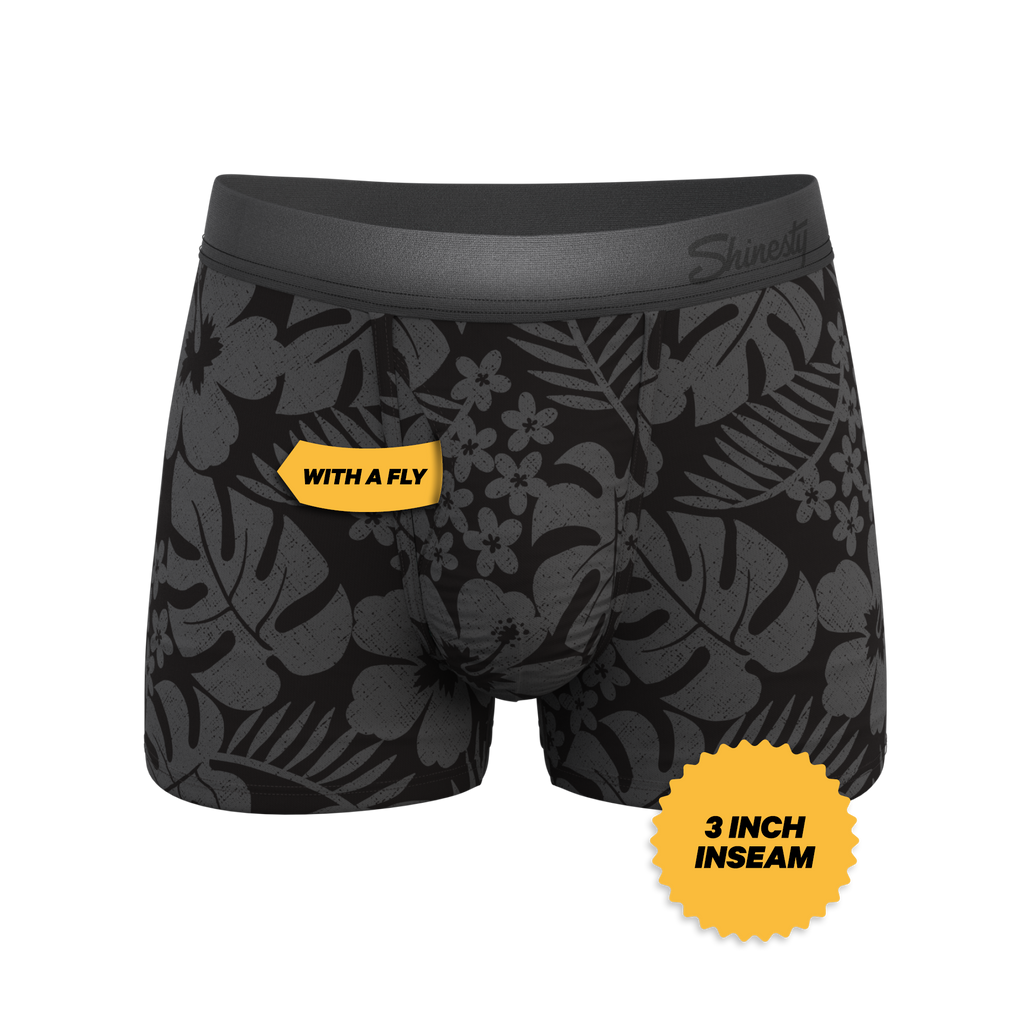 The Midnight Flora | Black Tonal Tropical Ball Hammock® Pouch Trunks Underwear - Shinesty