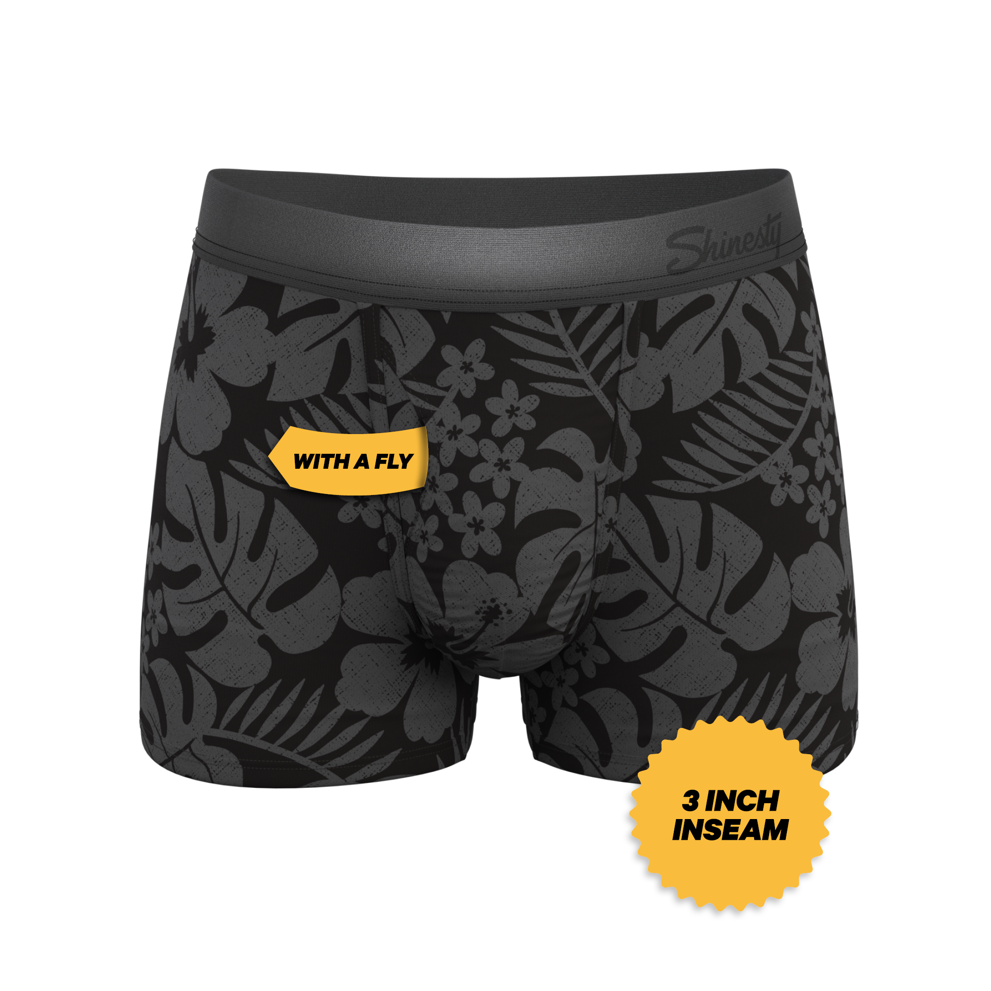 The Midnight Flora | Black Tonal Tropical Ball Hammock® Pouch Trunks Underwear - Shinesty