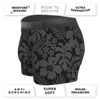 The Midnight Flora | Black Tonal Tropical Ball Hammock® Pouch Trunks Underwear - Shinesty